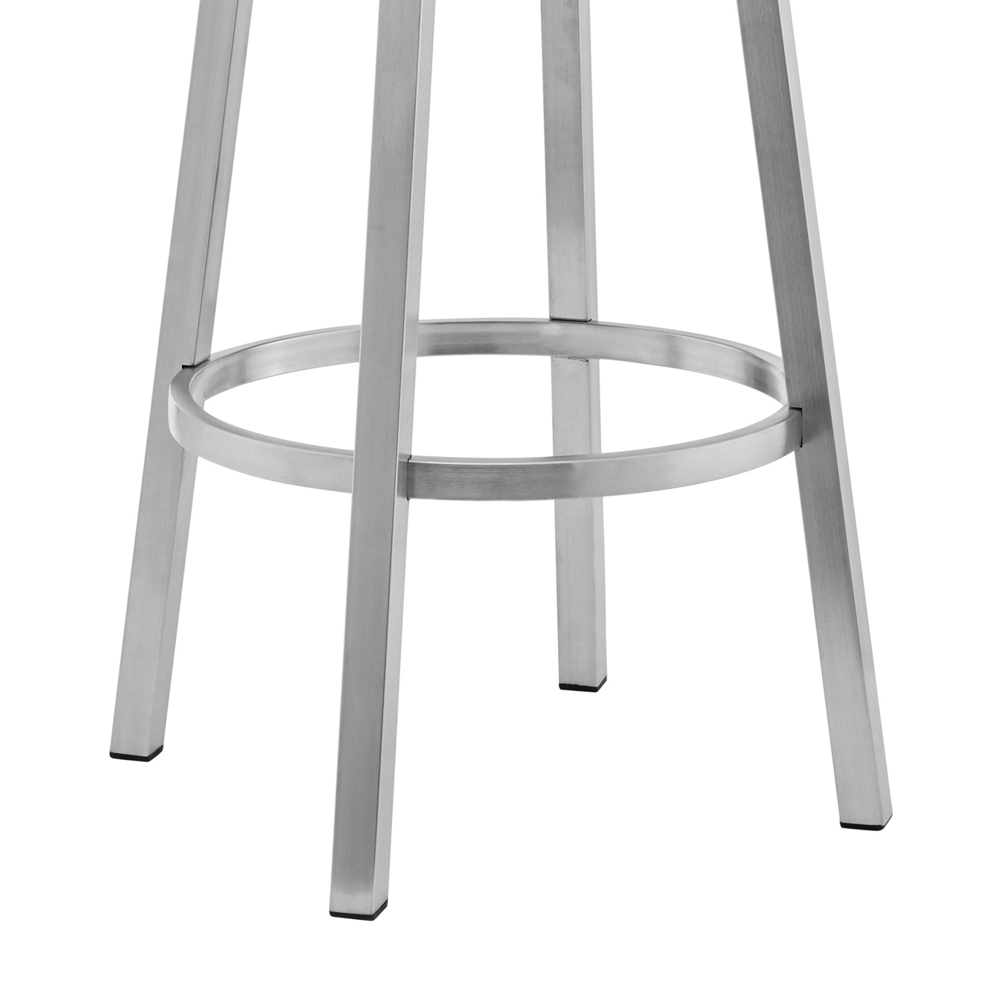 26" Gray And Silver Faux Leather And Fabric And Iron Low Back Counter Height Swivel Bar Chair