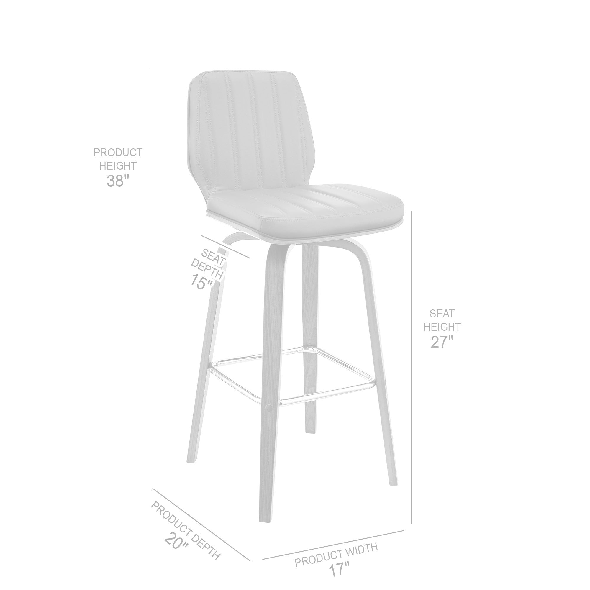 27" Cream and Brown Faux Leather and Solid and Manufactured Wood Counter Height Swivel Bar Chair