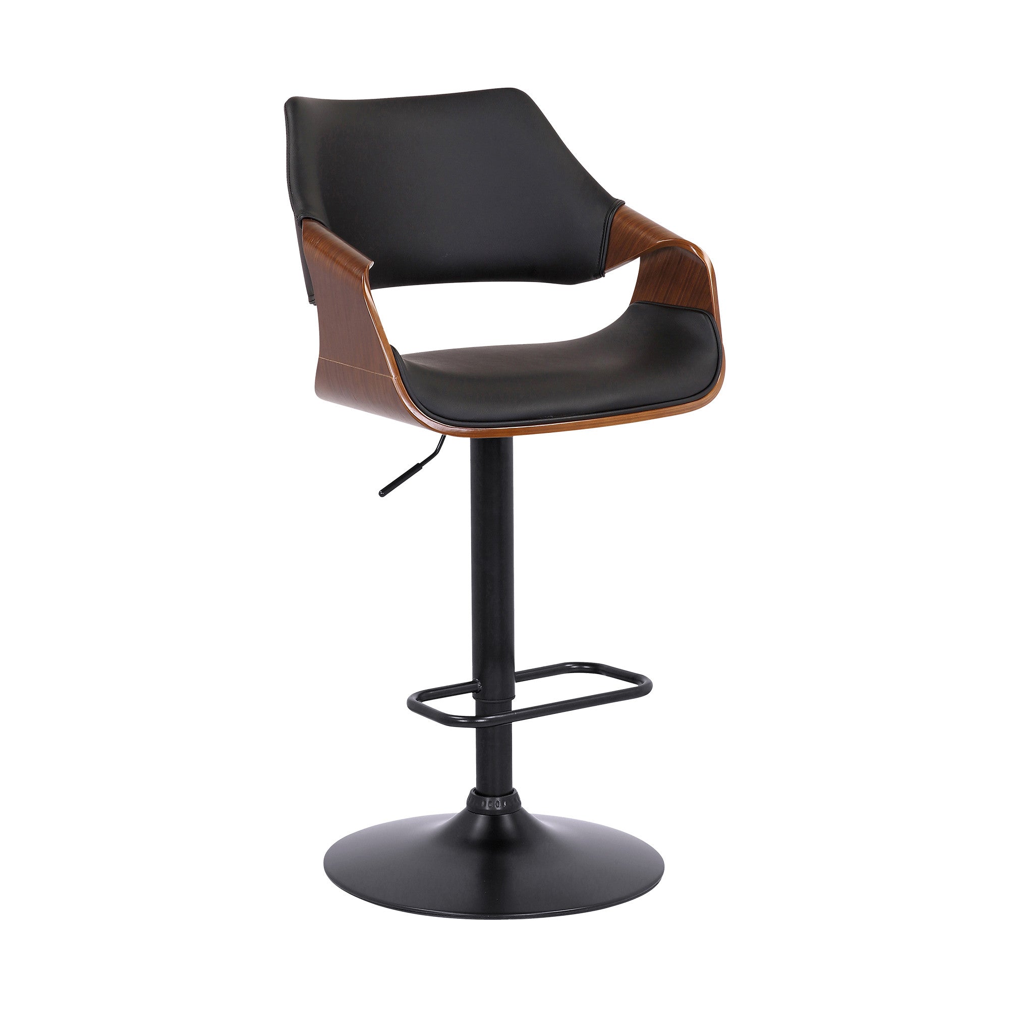 Black Fabric And Iron Adjustable Height Swivel Bar Chair