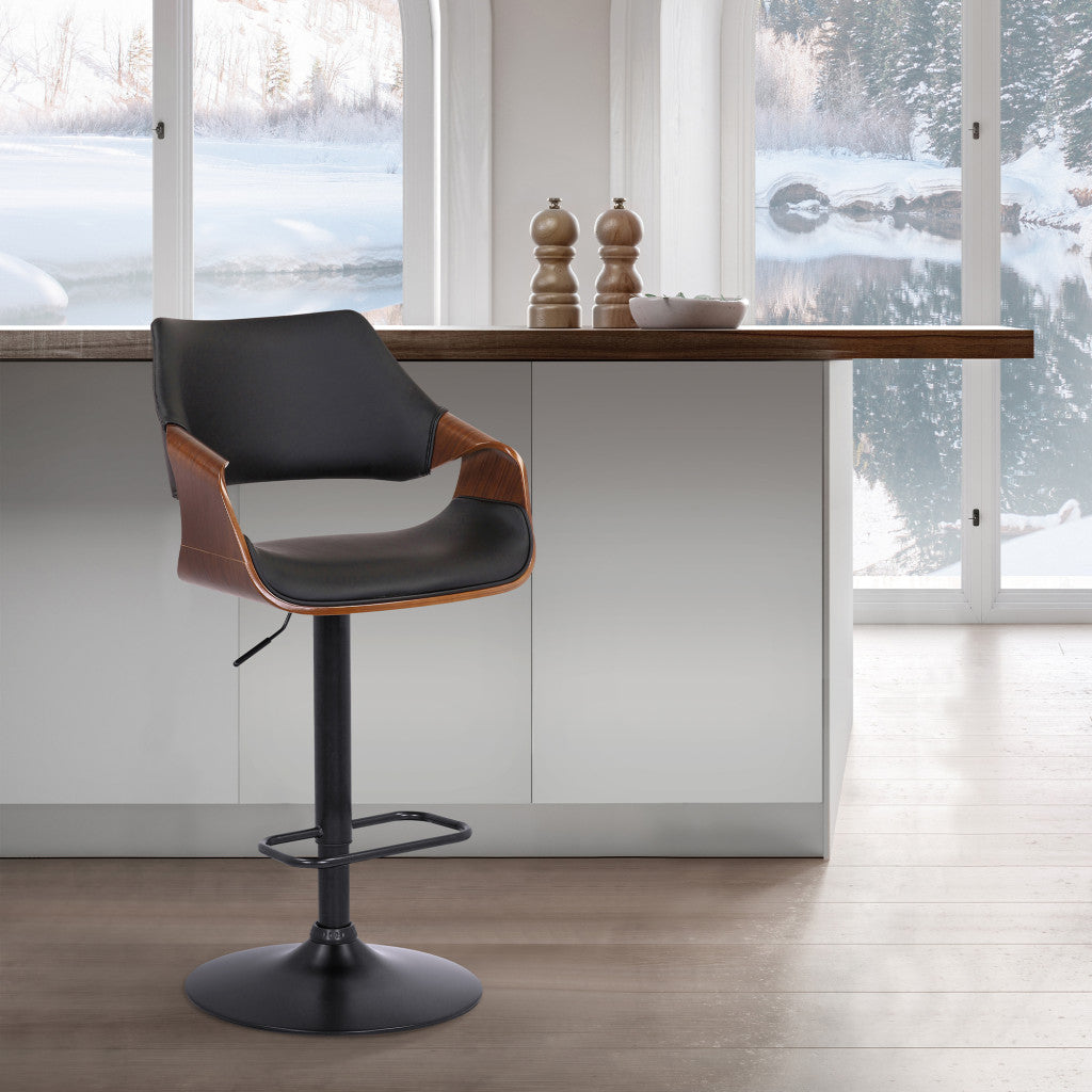 Black Fabric And Iron Adjustable Height Swivel Bar Chair