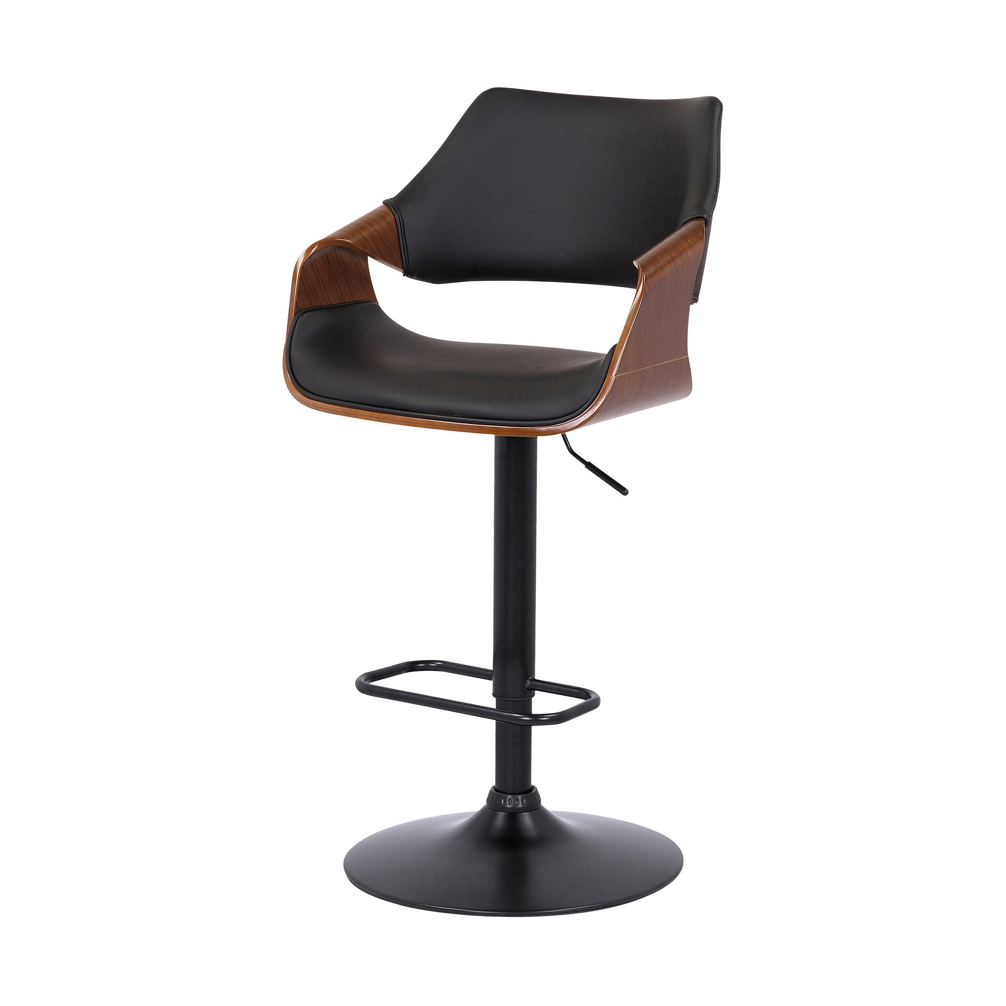 Black Fabric And Iron Adjustable Height Swivel Bar Chair