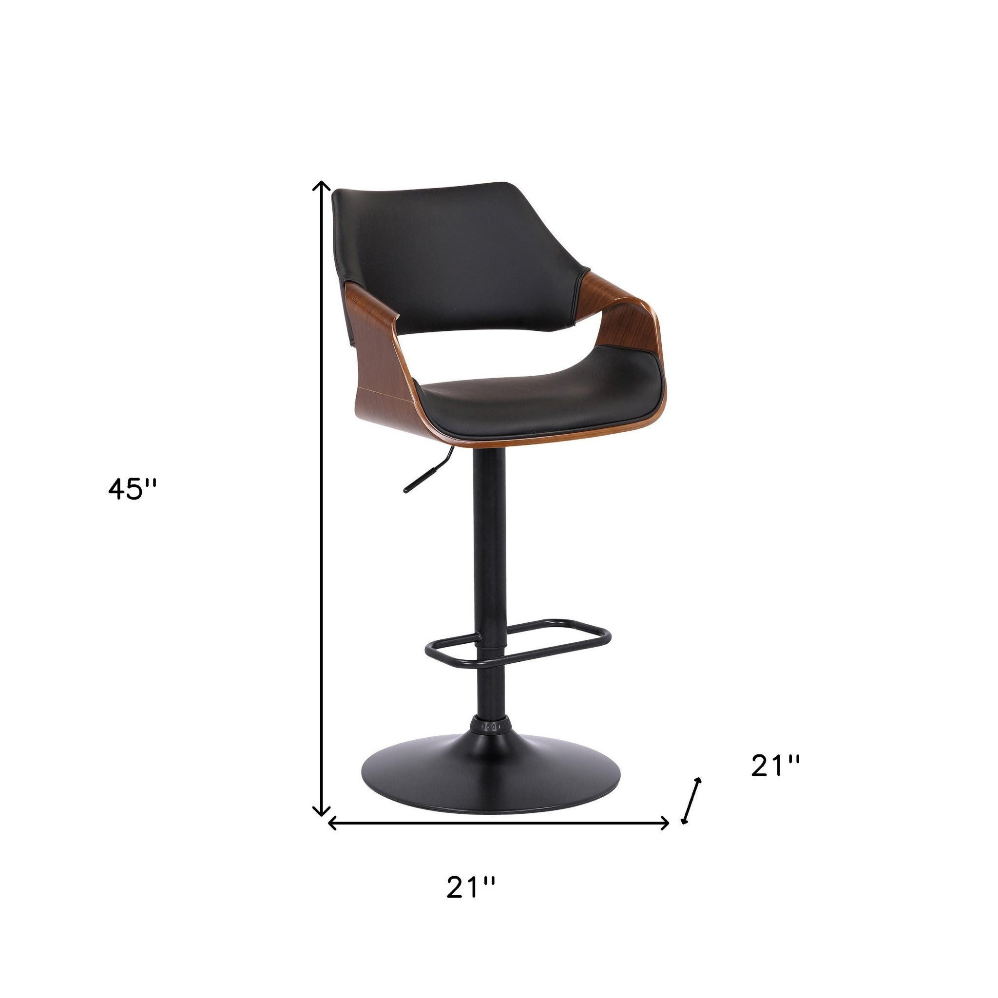 Black Fabric And Iron Adjustable Height Swivel Bar Chair