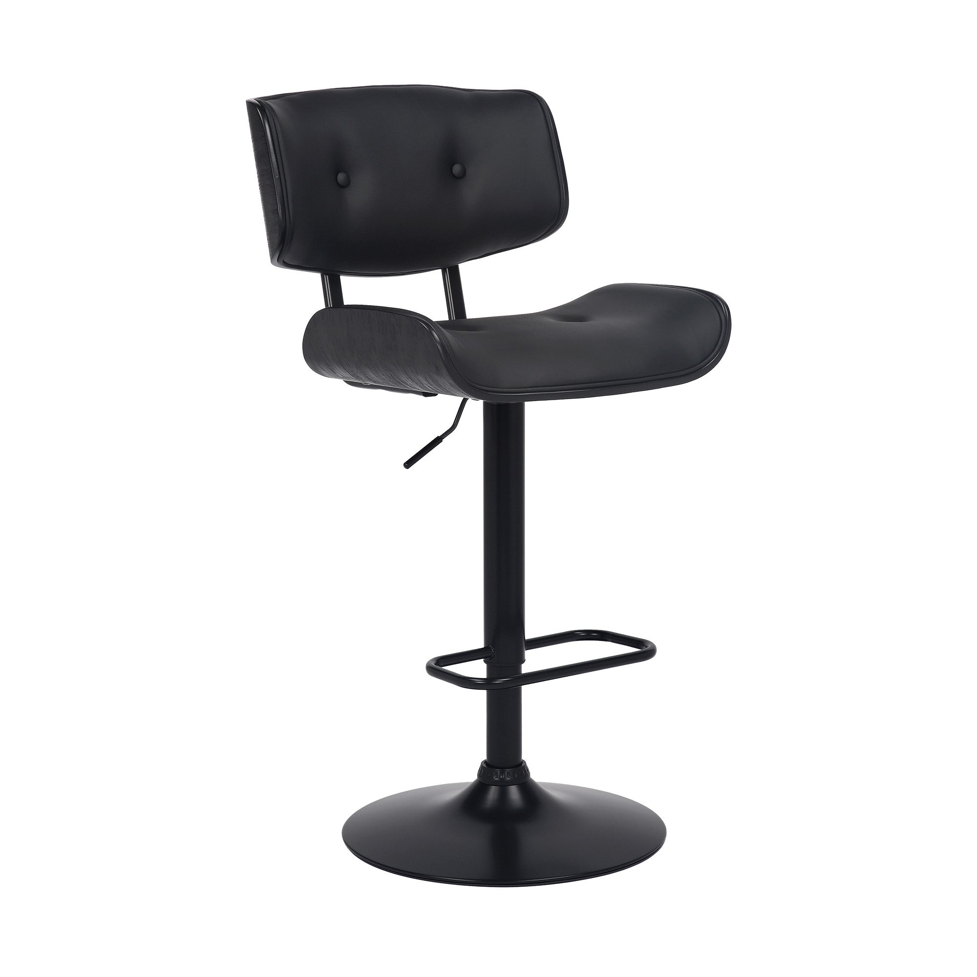 Black Fabric And Iron Adjustable Height Swivel Bar Chair
