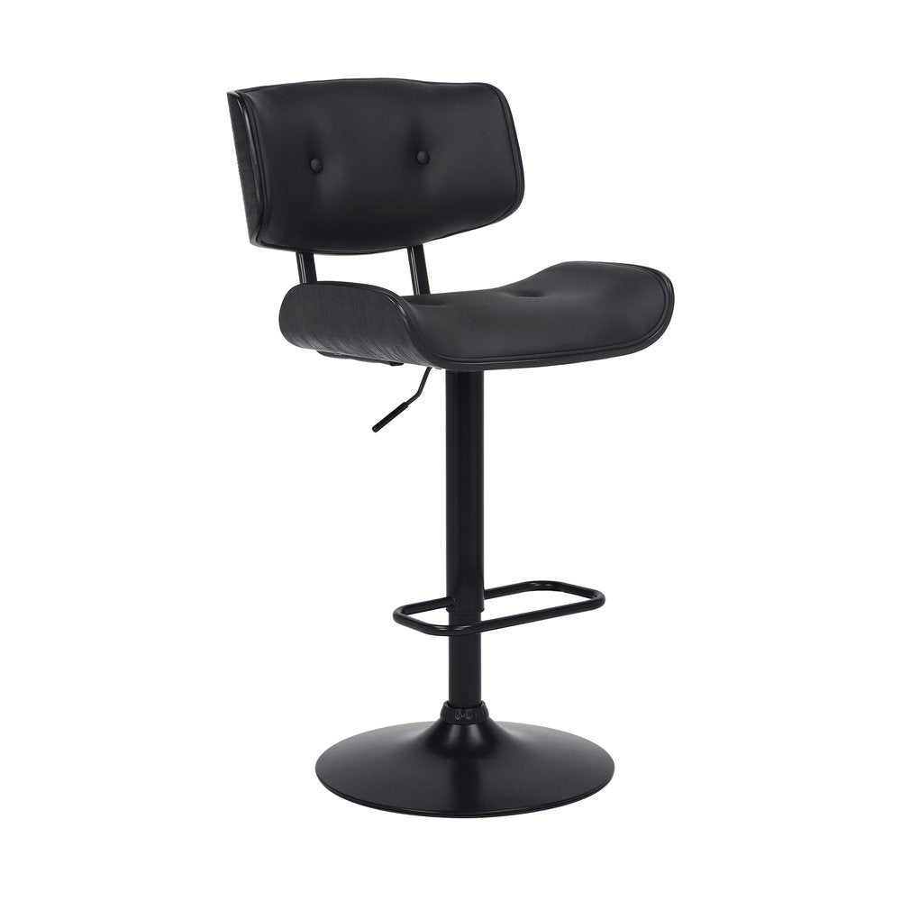 Black Fabric And Iron Adjustable Height Swivel Bar Chair
