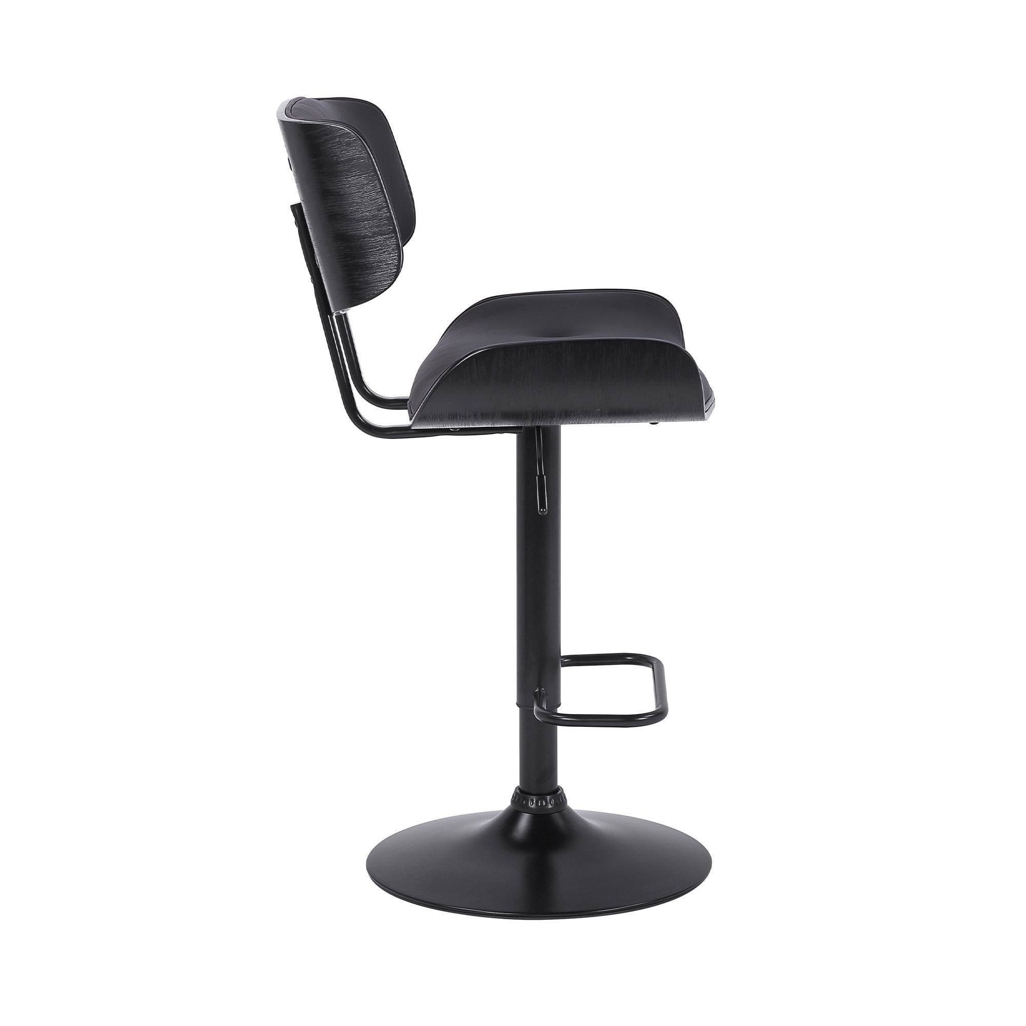Black Fabric And Iron Adjustable Height Swivel Bar Chair
