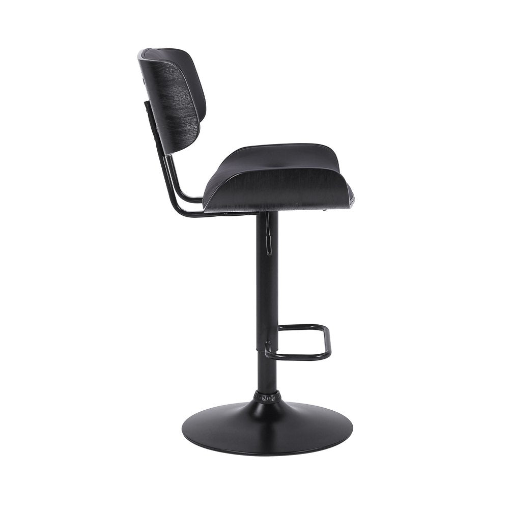 Black Fabric And Iron Adjustable Height Swivel Bar Chair