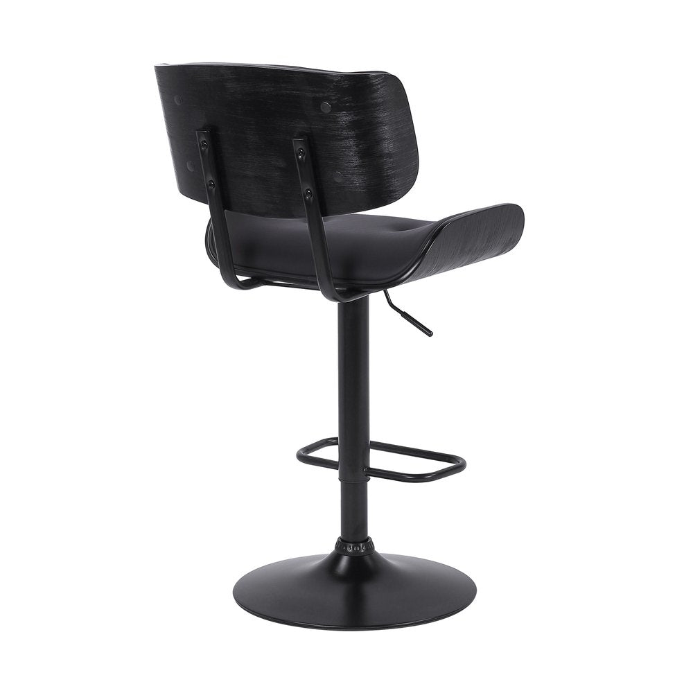 Black Fabric And Iron Adjustable Height Swivel Bar Chair