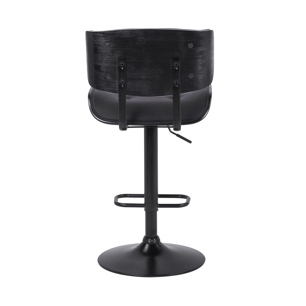 Black Fabric And Iron Adjustable Height Swivel Bar Chair
