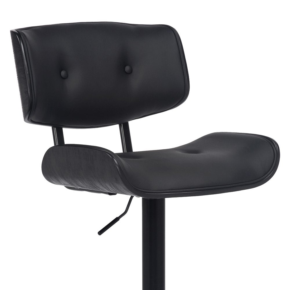 Black Fabric And Iron Adjustable Height Swivel Bar Chair