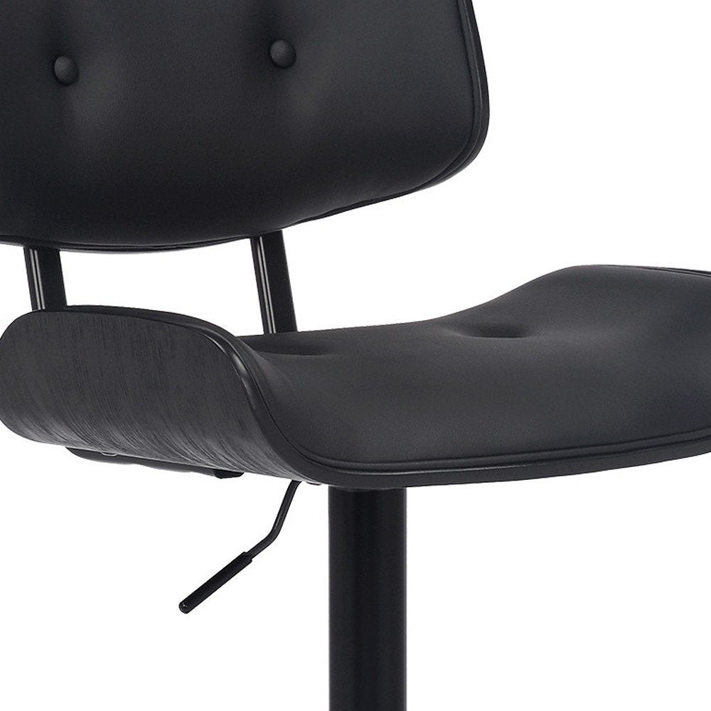 Black Fabric And Iron Adjustable Height Swivel Bar Chair