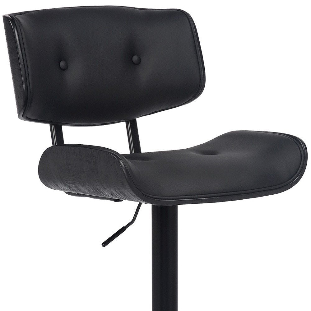 Black Fabric And Iron Adjustable Height Swivel Bar Chair
