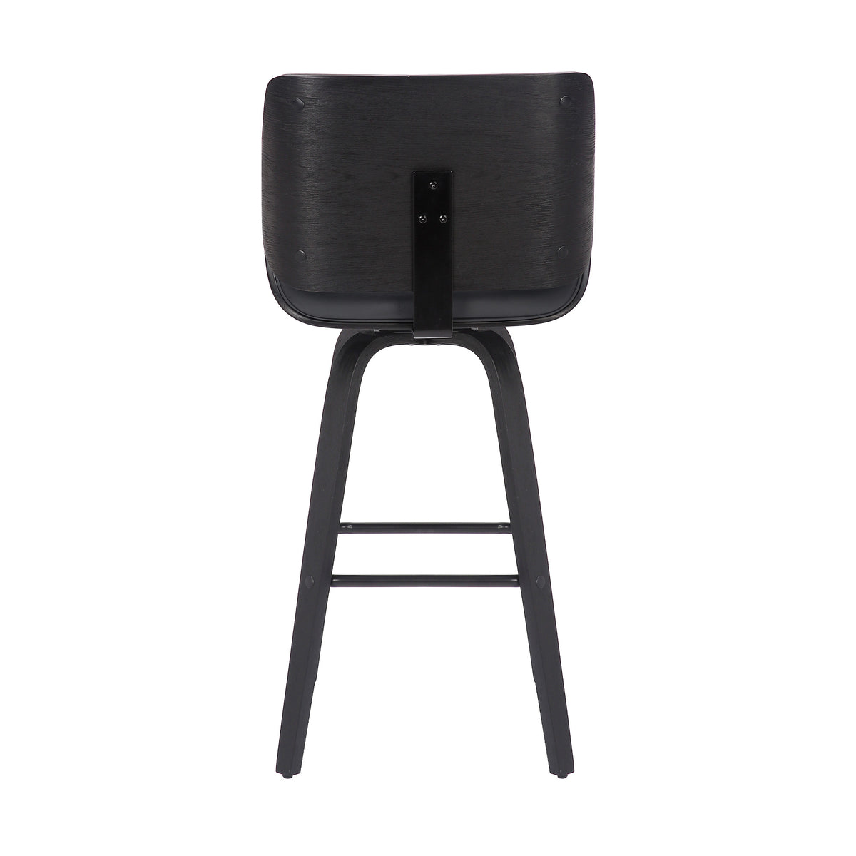 26" Gray And Black Faux Leather And Fabric And Iron Counter Height Swivel Bar Chair