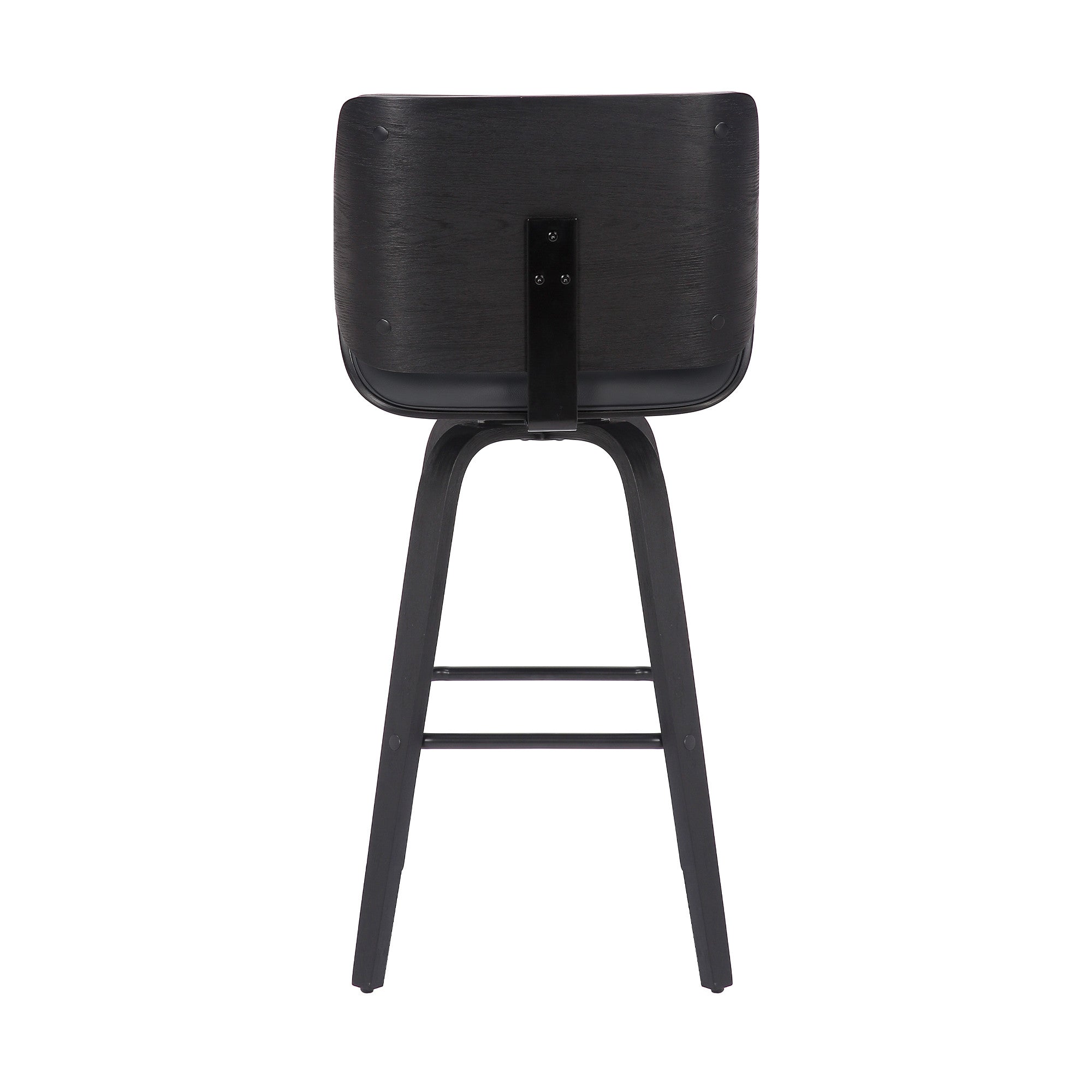 30" Gray And Black Fabric And Iron Bar Height Swivel Bar Chair