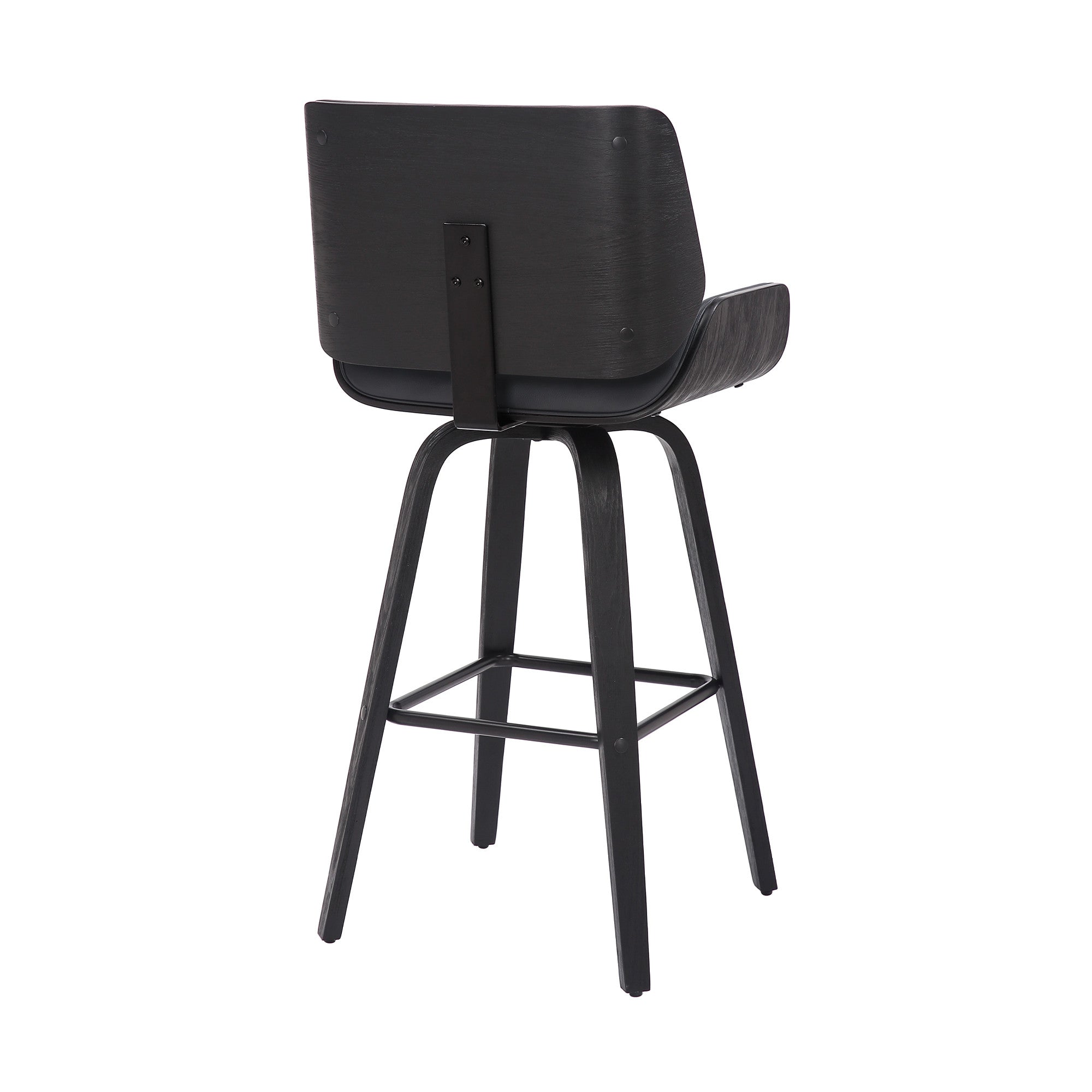 30" Gray And Black Fabric And Iron Bar Height Swivel Bar Chair
