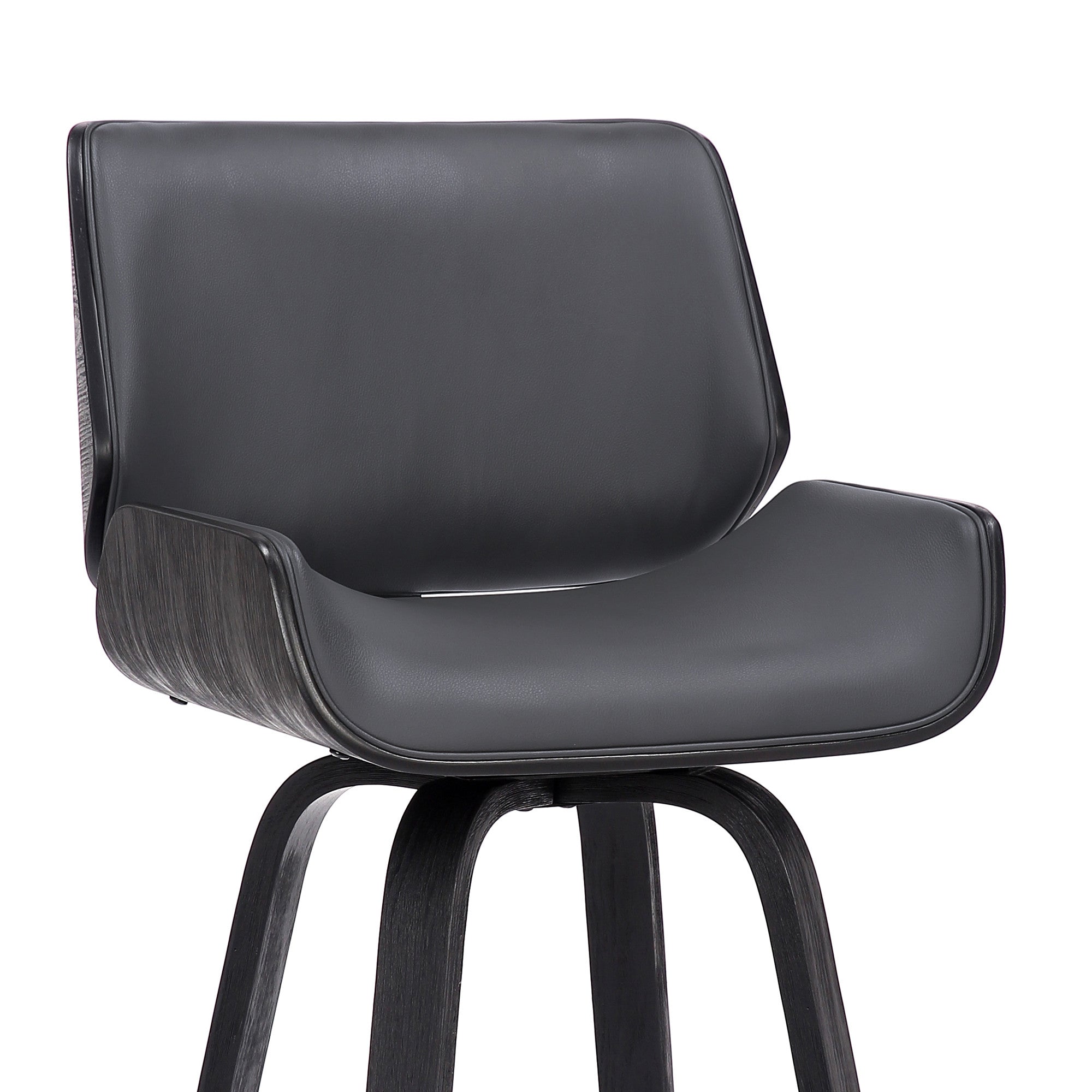 30" Gray And Black Fabric And Iron Bar Height Swivel Bar Chair