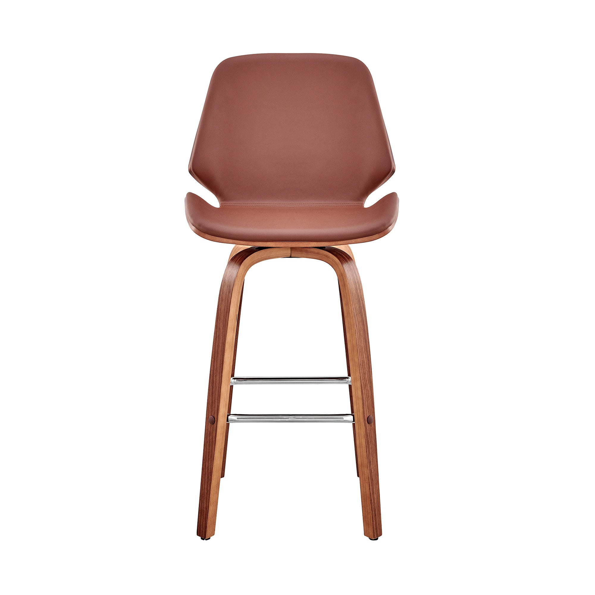 26" Brown Fabric And Wood Counter Height Swivel Bar Chair