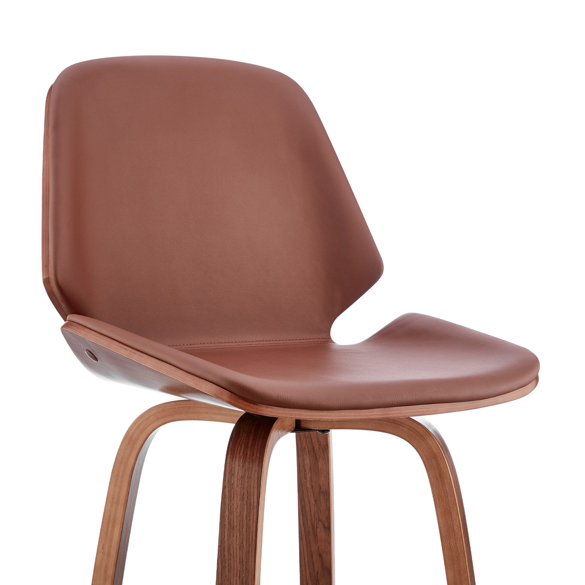 26" Brown Fabric And Wood Counter Height Swivel Bar Chair
