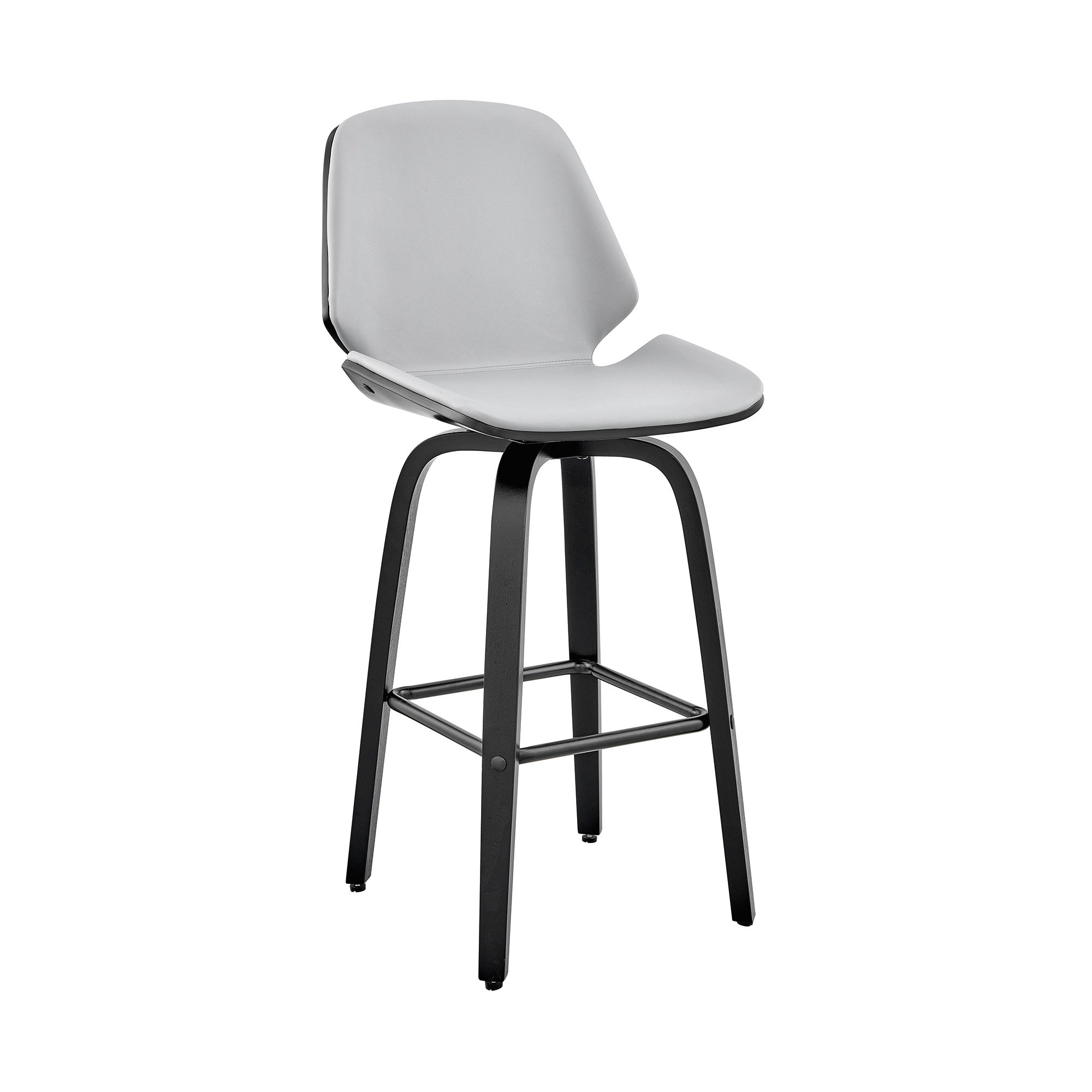 26" Gray And Black Fabric And Iron Counter Height Swivel Bar Chair