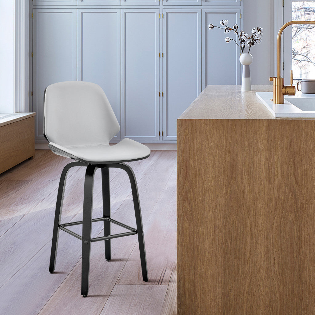 26" Gray And Black Fabric And Iron Counter Height Swivel Bar Chair