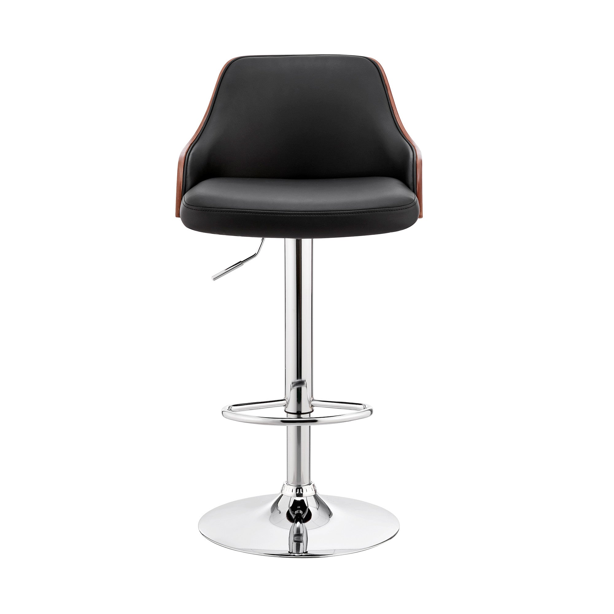 Black And Silver Fabric And Iron Adjustable Height Swivel Bar Chair