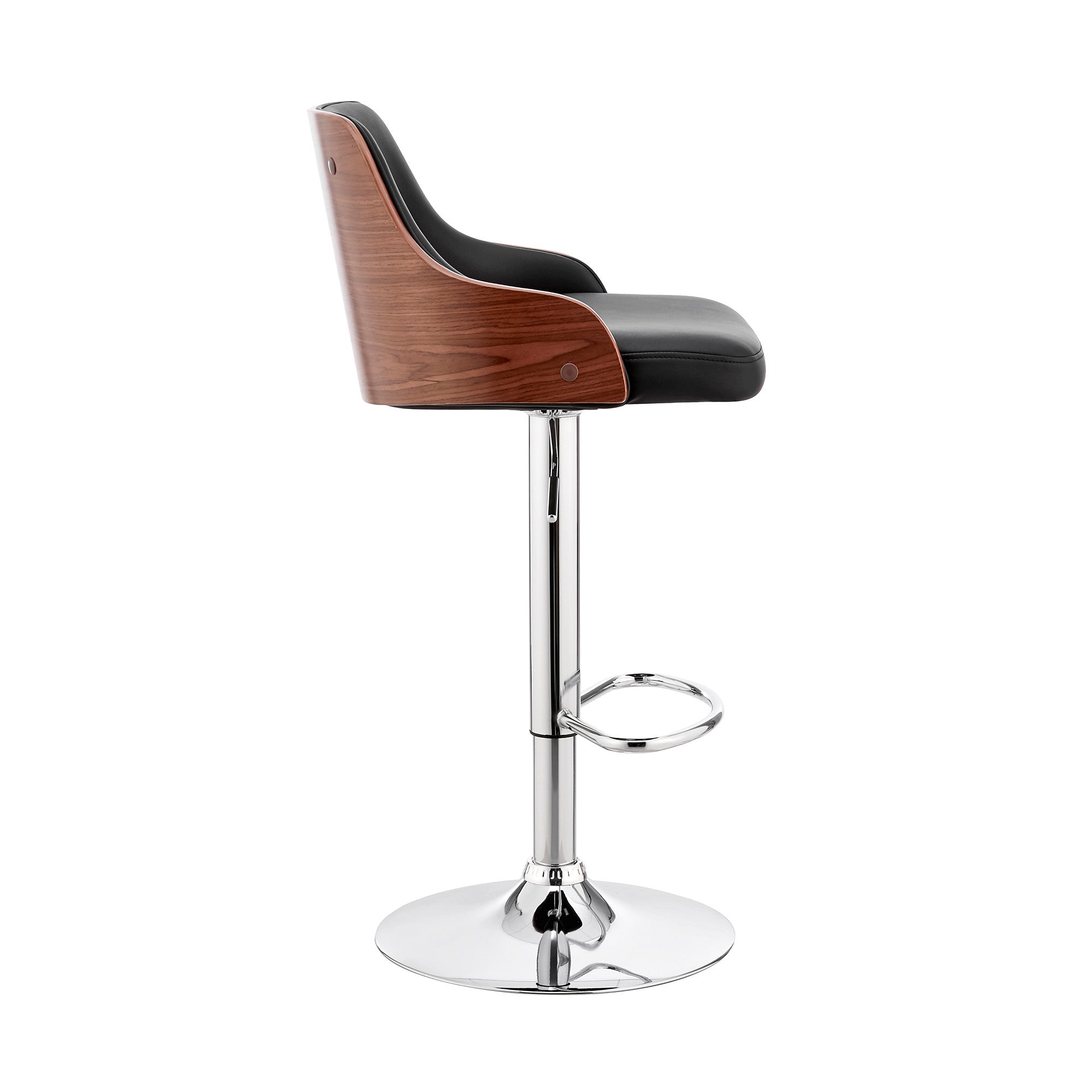 Black And Silver Fabric And Iron Adjustable Height Swivel Bar Chair