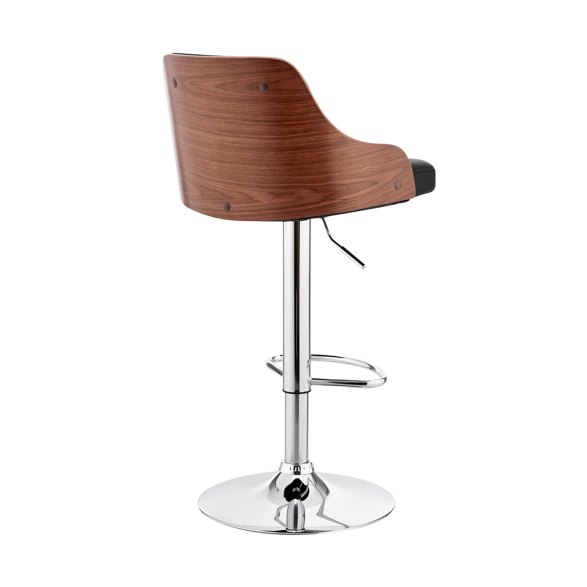 Black And Silver Fabric And Iron Adjustable Height Swivel Bar Chair