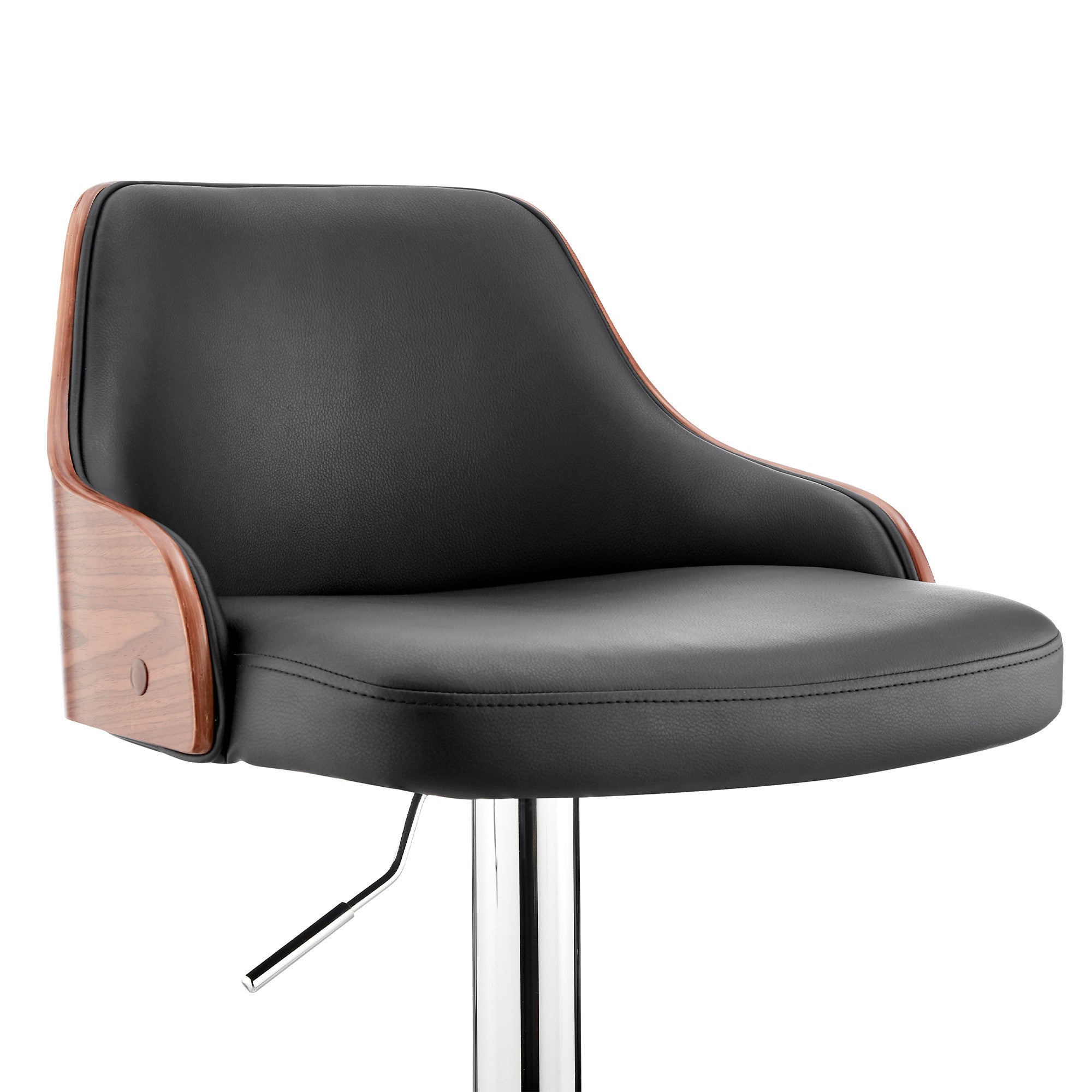 Black And Silver Fabric And Iron Adjustable Height Swivel Bar Chair