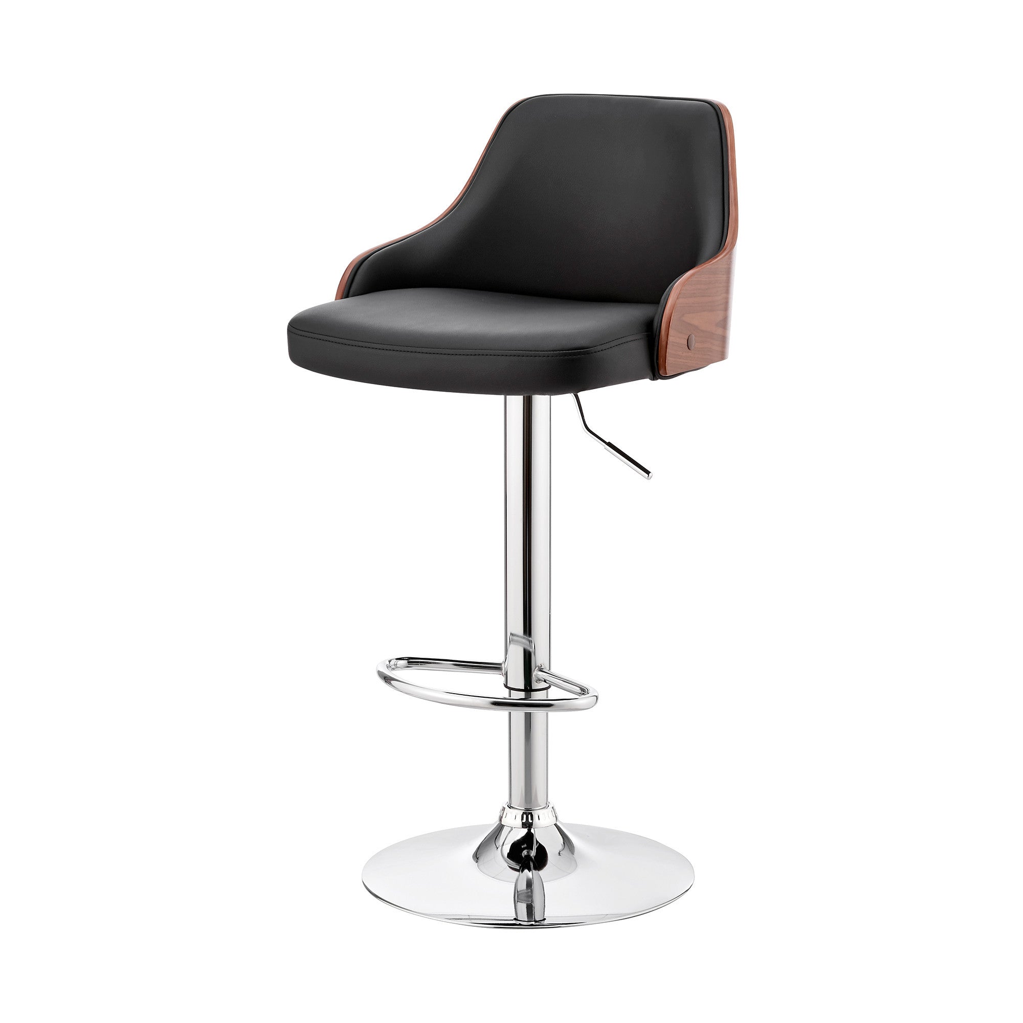 Black And Silver Fabric And Iron Adjustable Height Swivel Bar Chair
