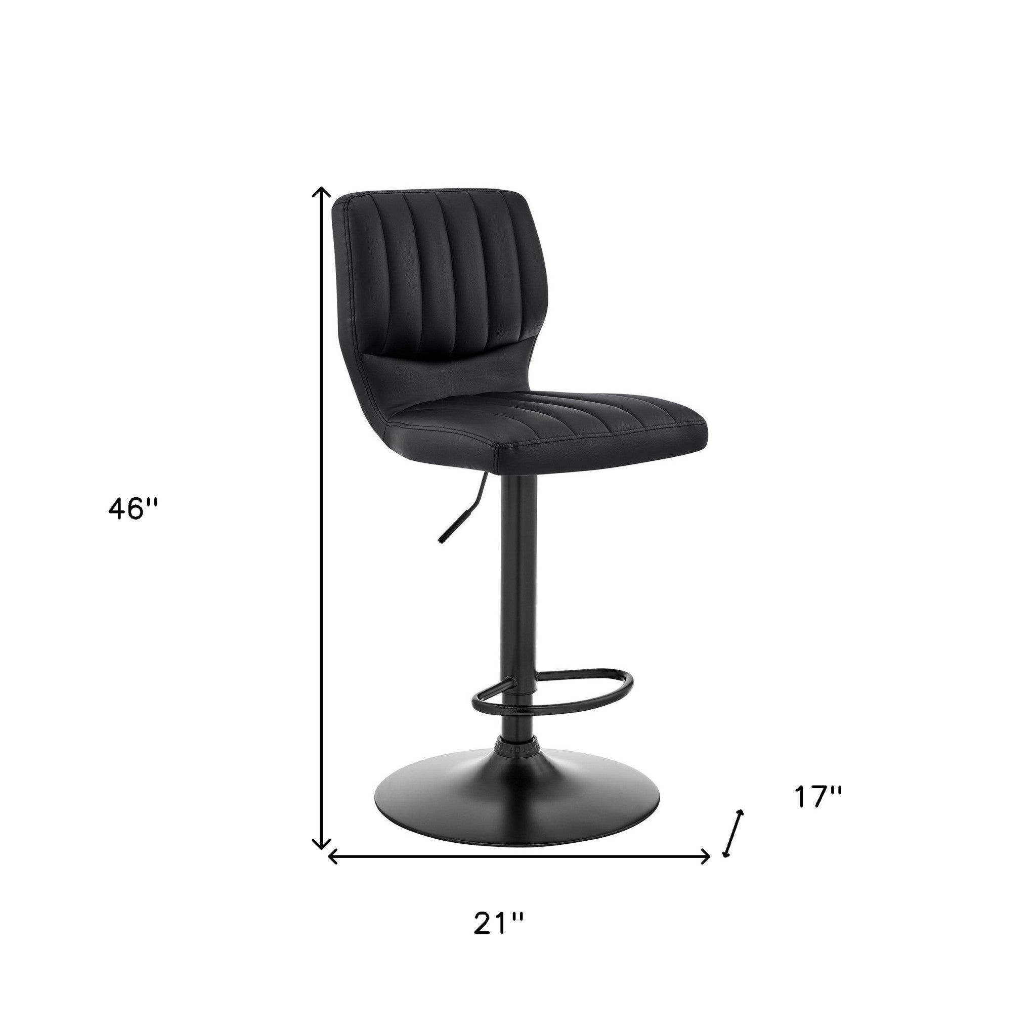 25" Black Iron Swivel Adjustable Height Bar Chair