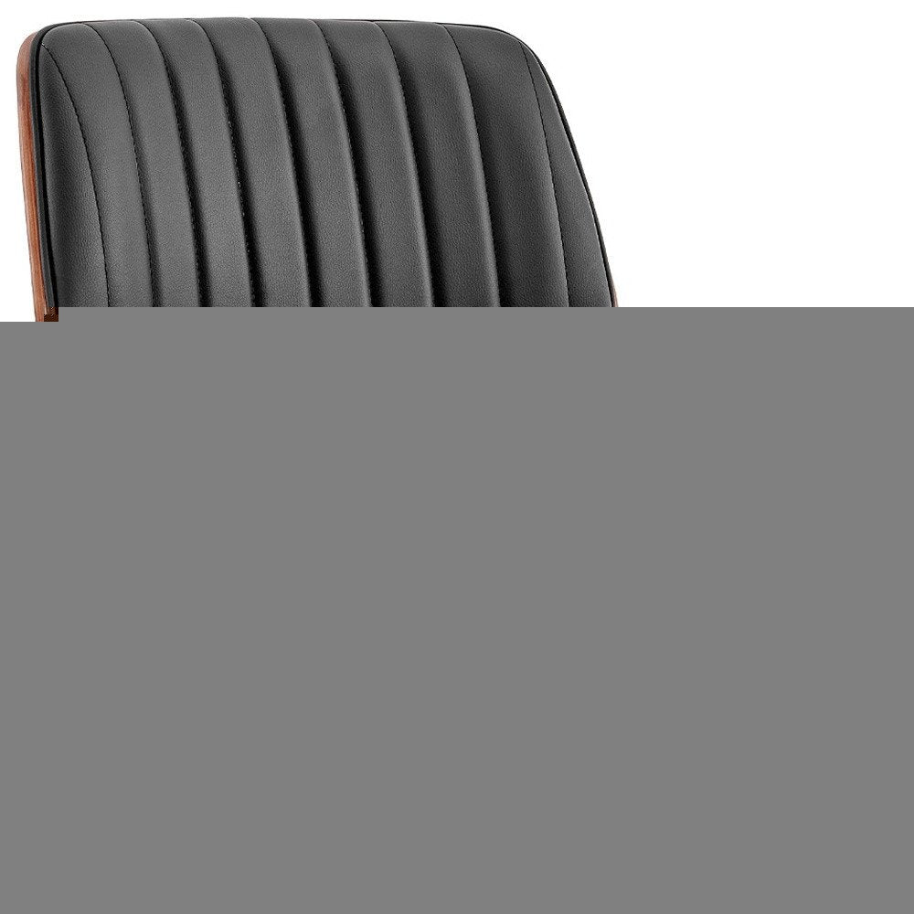 Dark Gray Brown And Black Iron and Faux Leather Adjustable Height Swivel Bar Chair