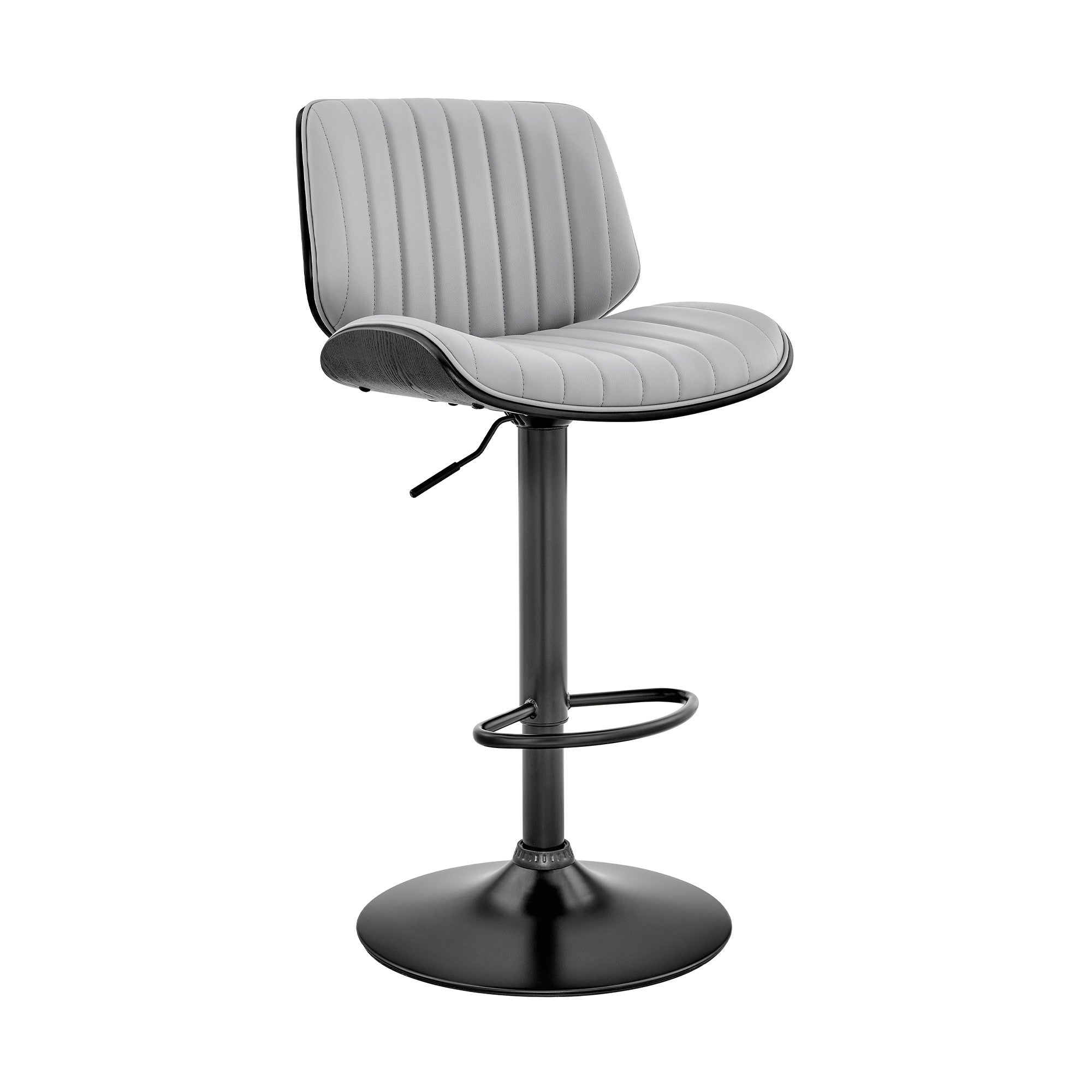 Gray And Black Fabric And Iron Adjustable Height Swivel Bar Chair