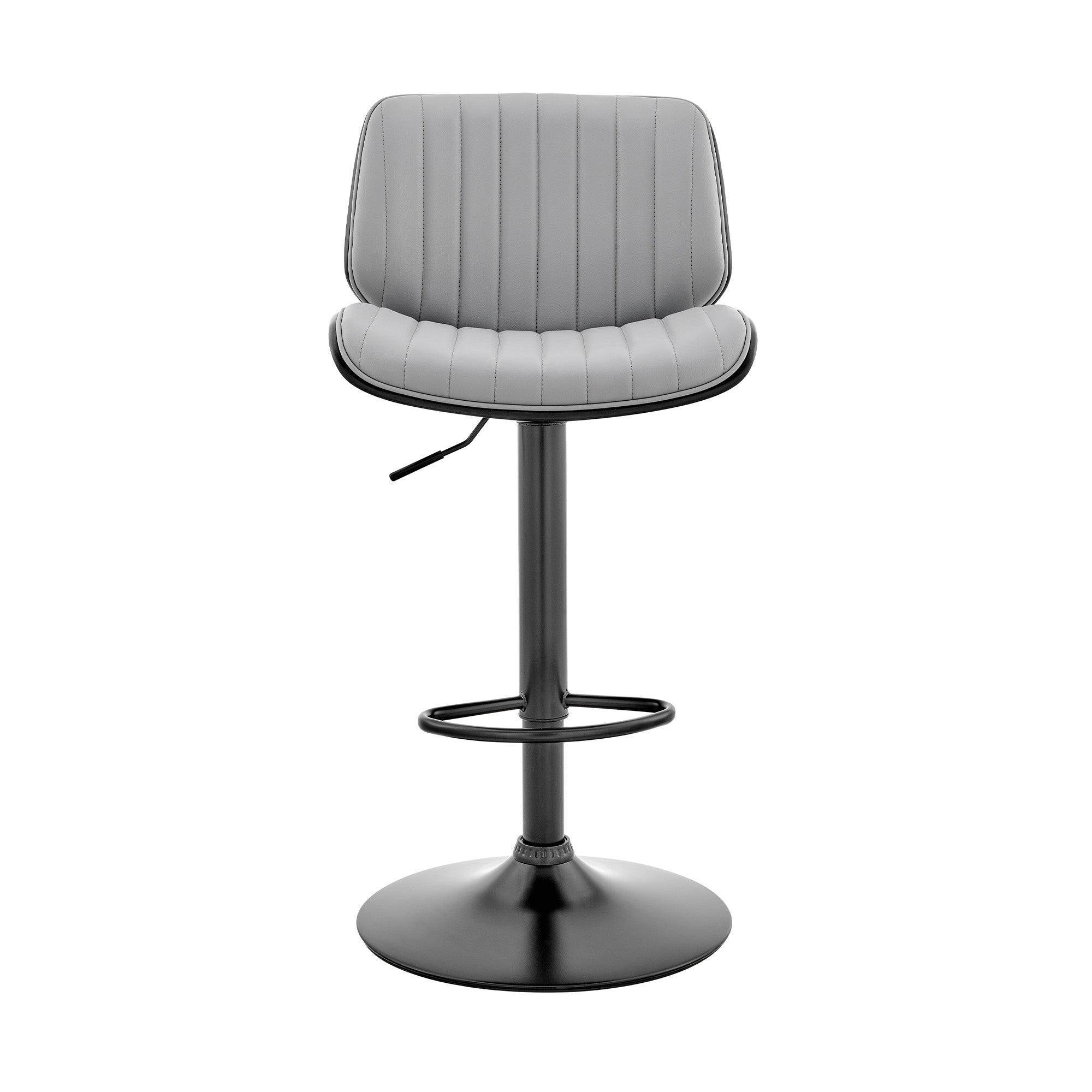 Gray And Black Fabric And Iron Adjustable Height Swivel Bar Chair