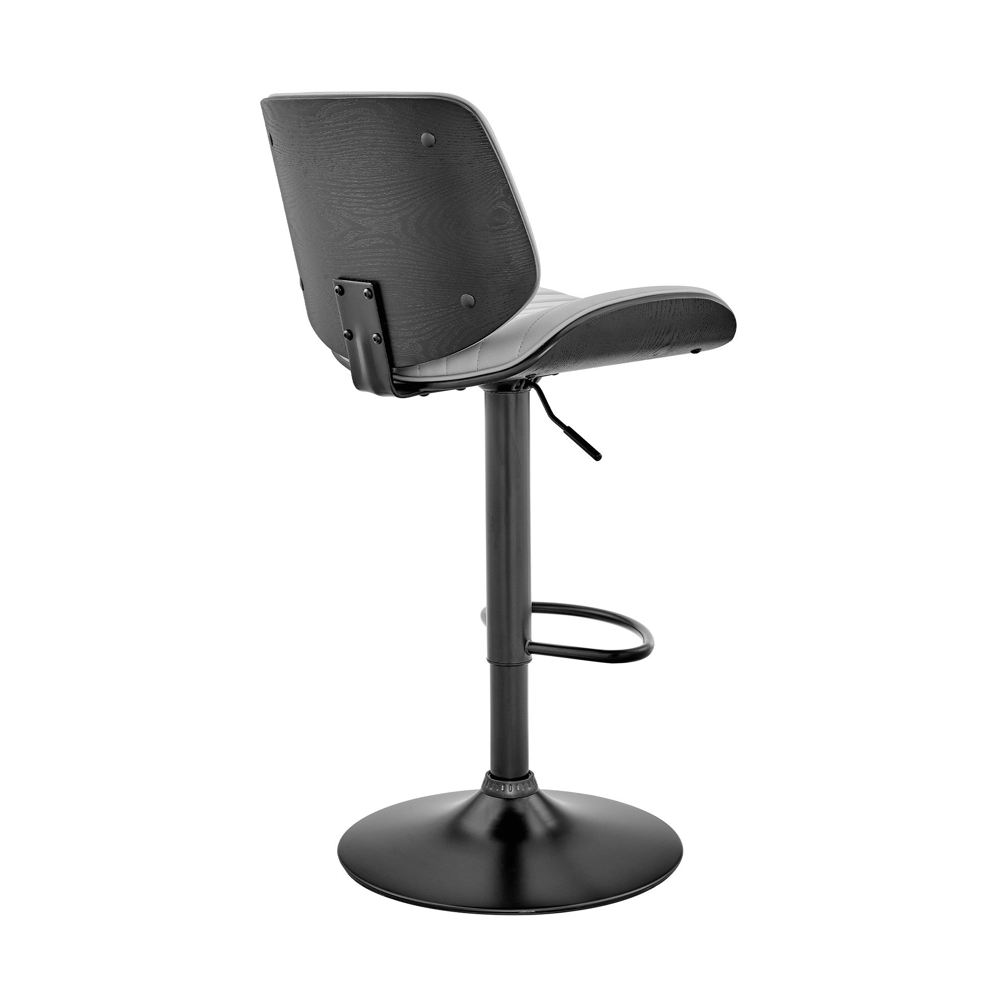 Gray And Black Fabric And Iron Adjustable Height Swivel Bar Chair