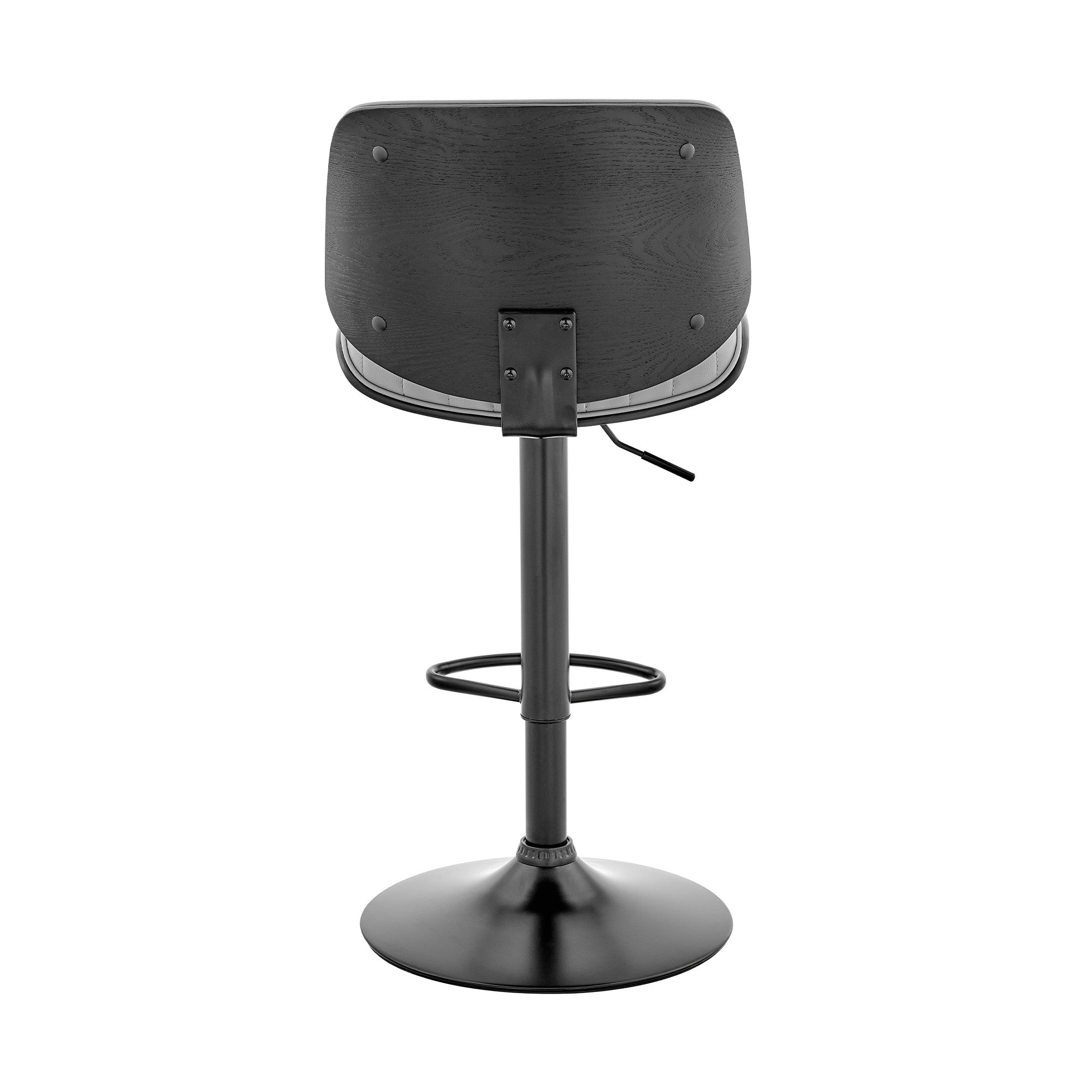 Gray And Black Fabric And Iron Adjustable Height Swivel Bar Chair