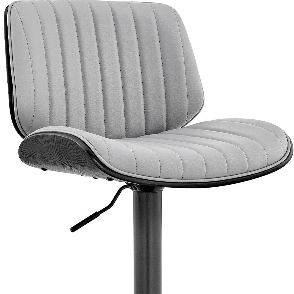 Gray And Black Fabric And Iron Adjustable Height Swivel Bar Chair