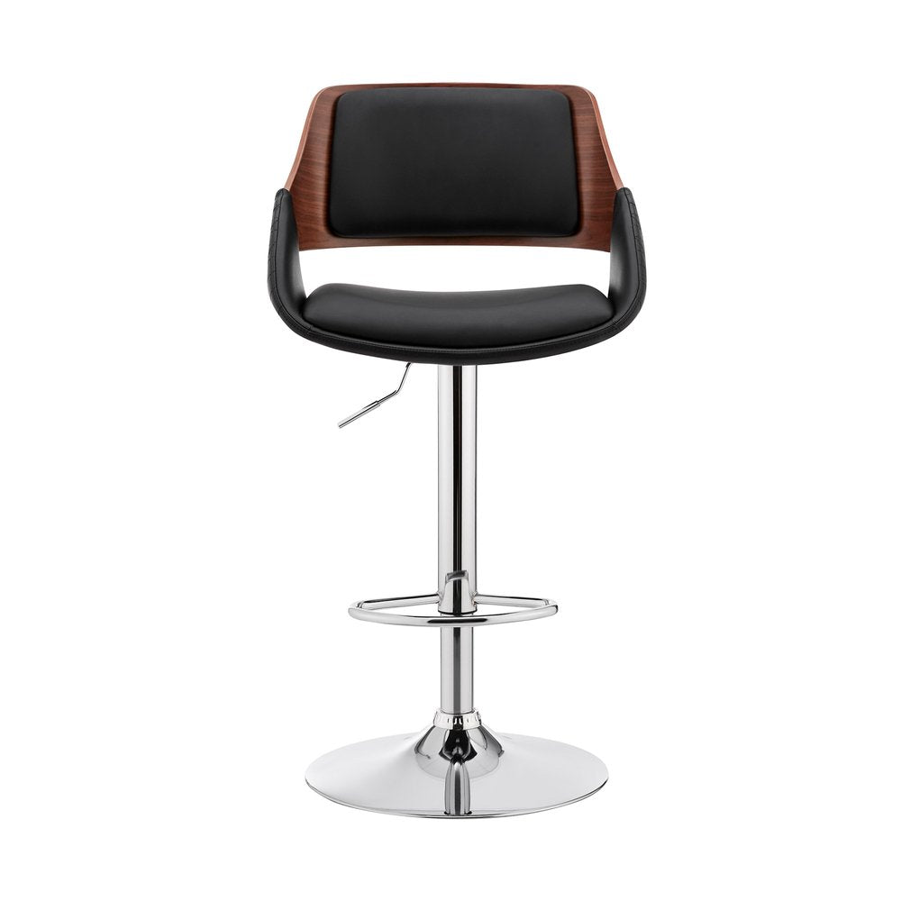 Black And Silver Fabric And Iron Low Back Adjustable Height Swivel Bar Chair