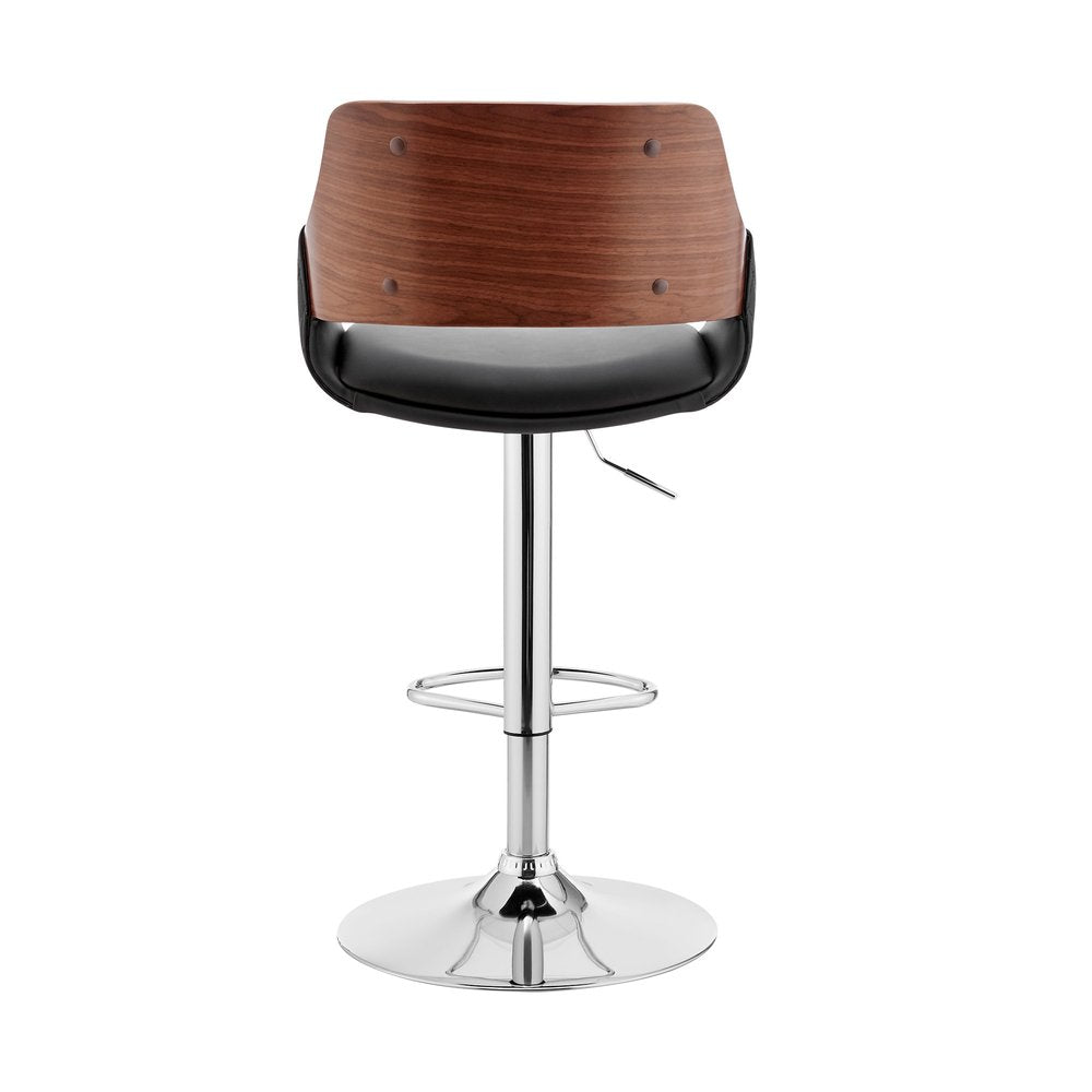 Black And Silver Fabric And Iron Low Back Adjustable Height Swivel Bar Chair