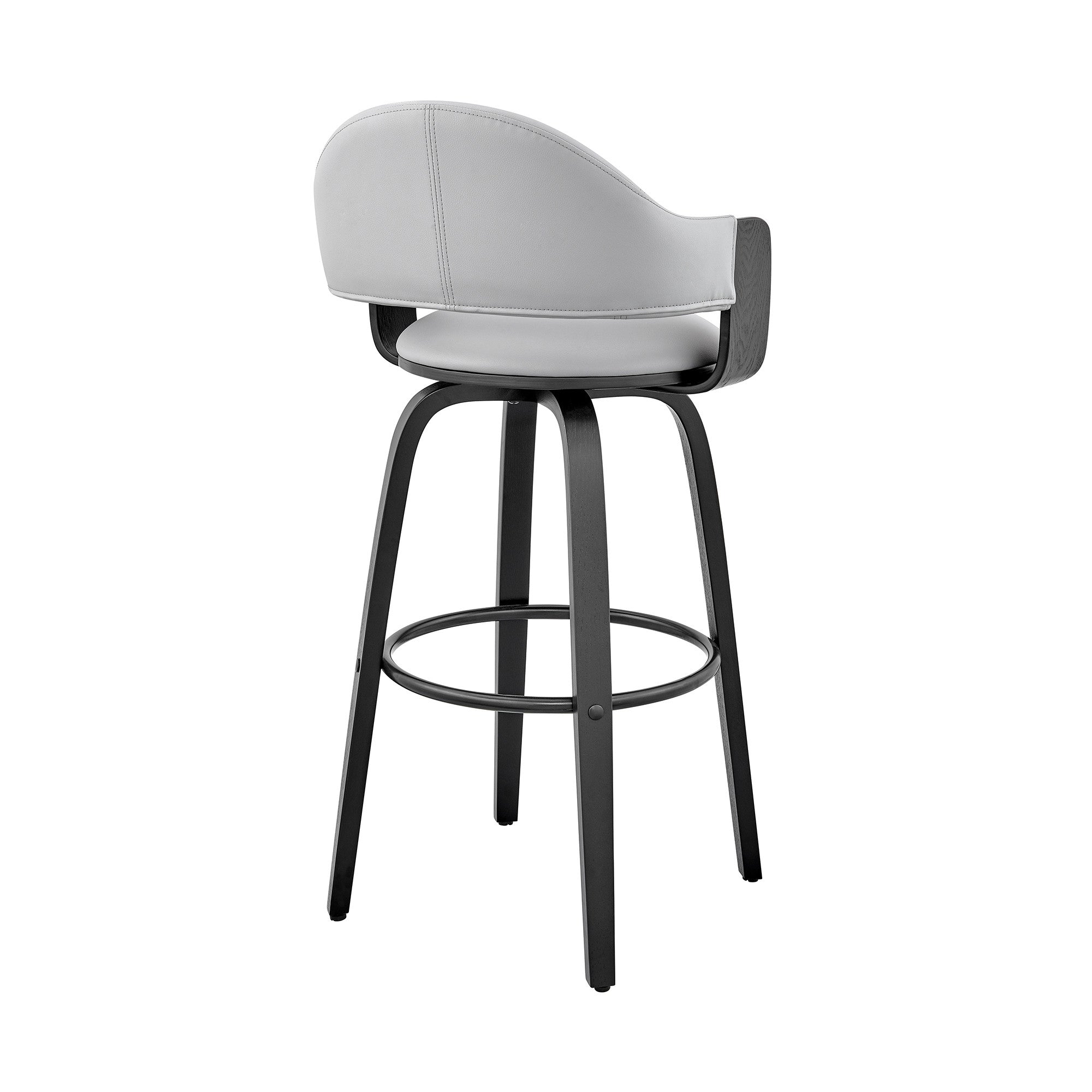 26" Gray And Black Fabric And Iron Low Back Counter Height Swivel Bar Chair