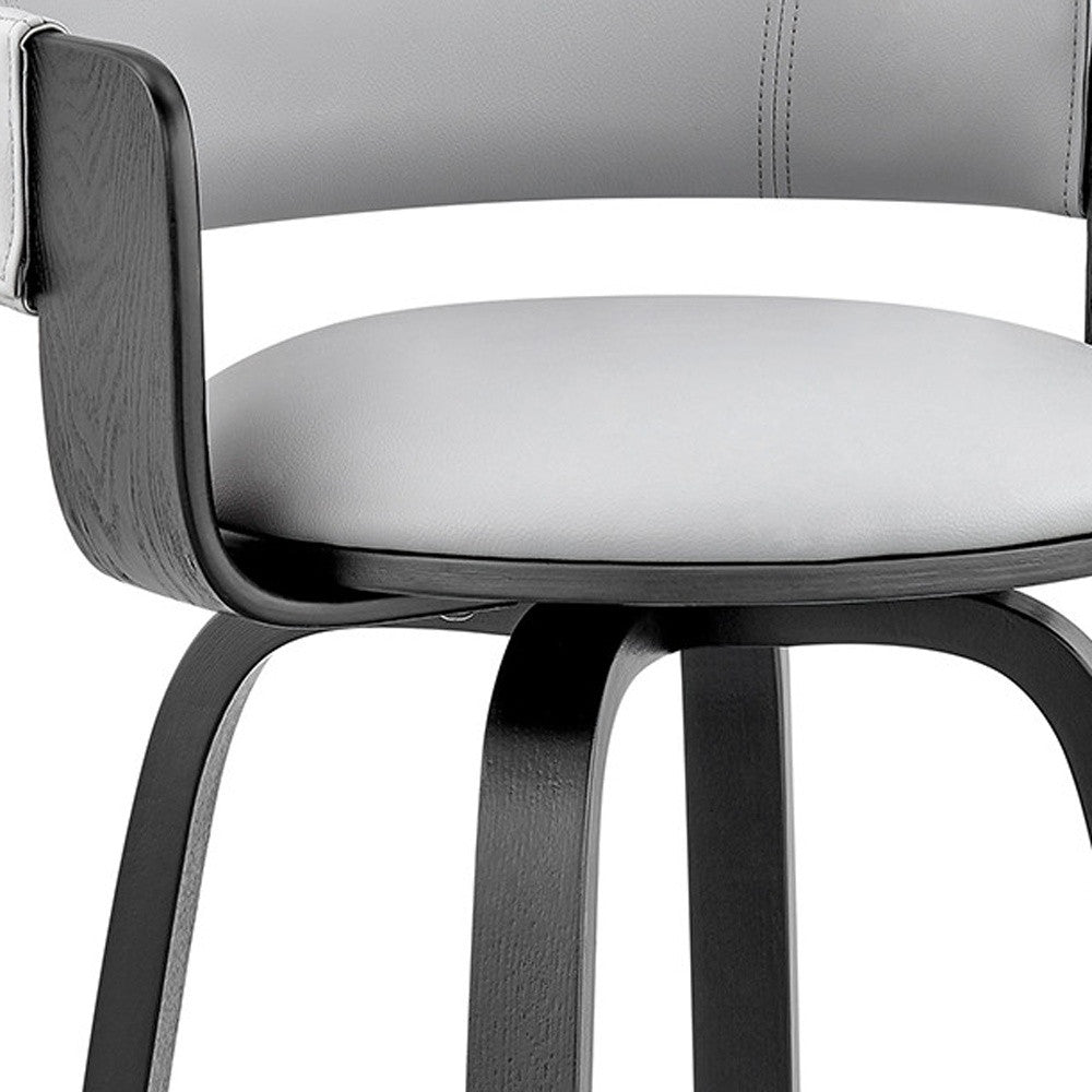 26" Gray And Black Fabric And Iron Low Back Counter Height Swivel Bar Chair