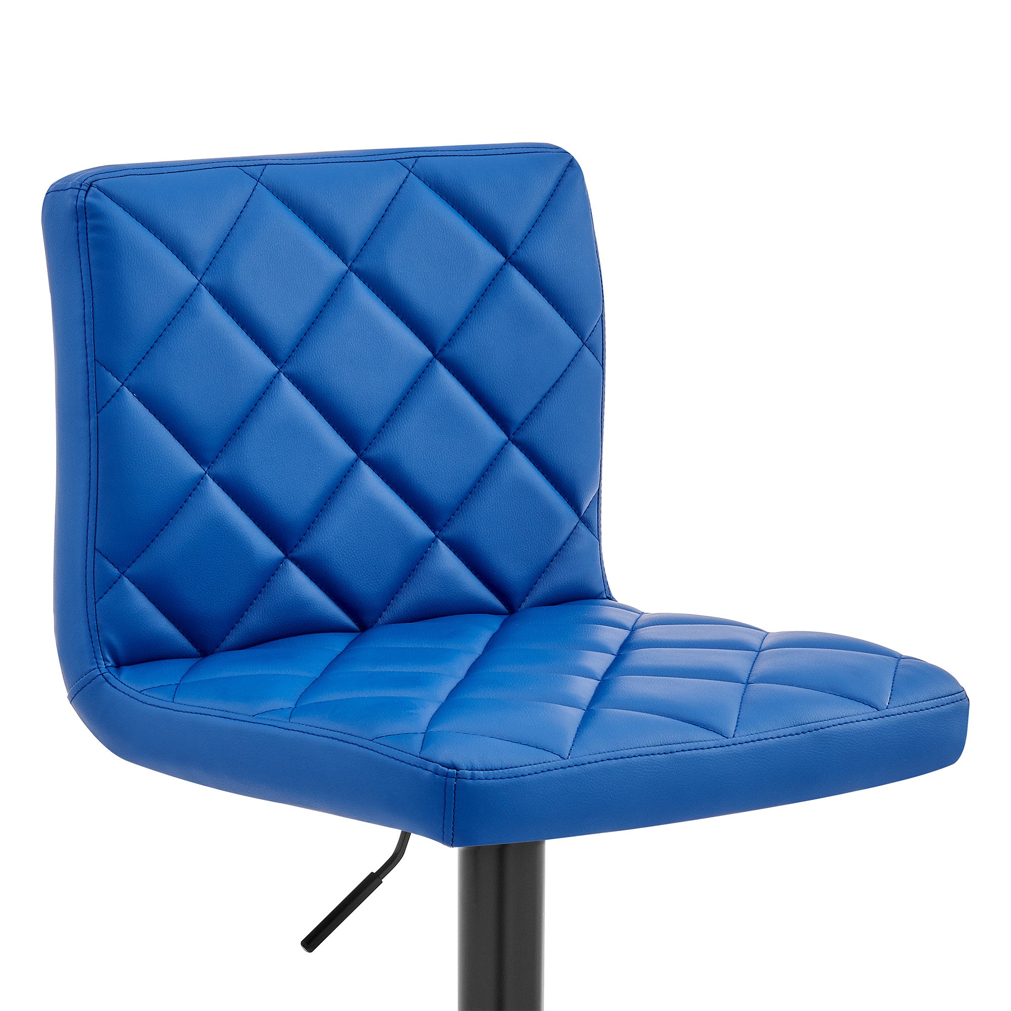 24" Blue And Black Iron Swivel Low Back Adjustable Height Bar Chair