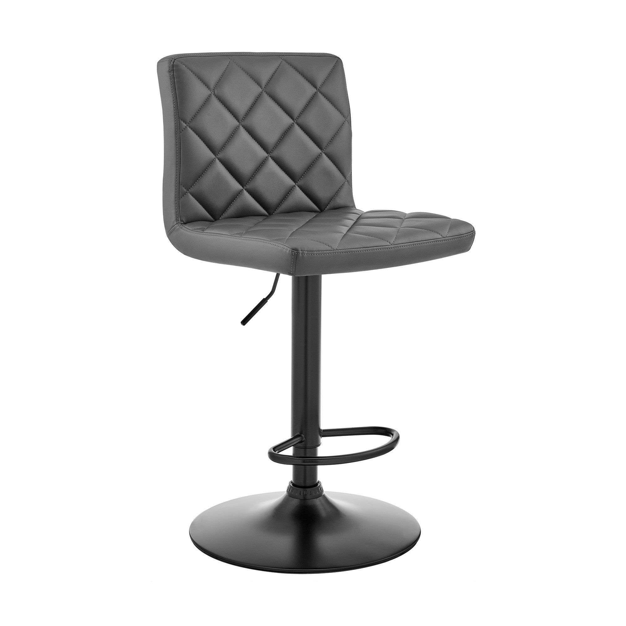 24" Gray And Black Iron Swivel Low Back Adjustable Height Bar Chair