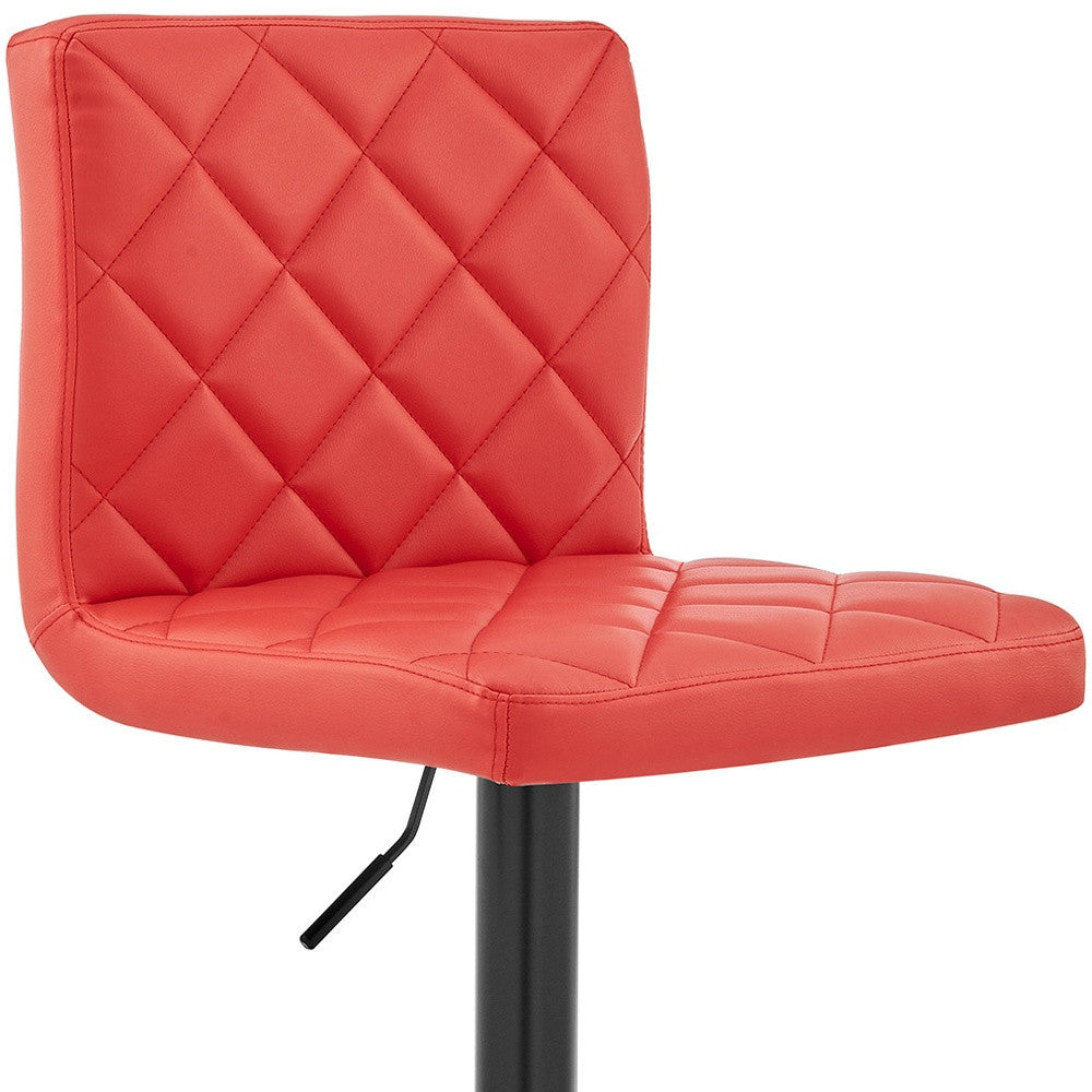 24" Red And Black Iron Swivel Low Back Adjustable Height Bar Chair