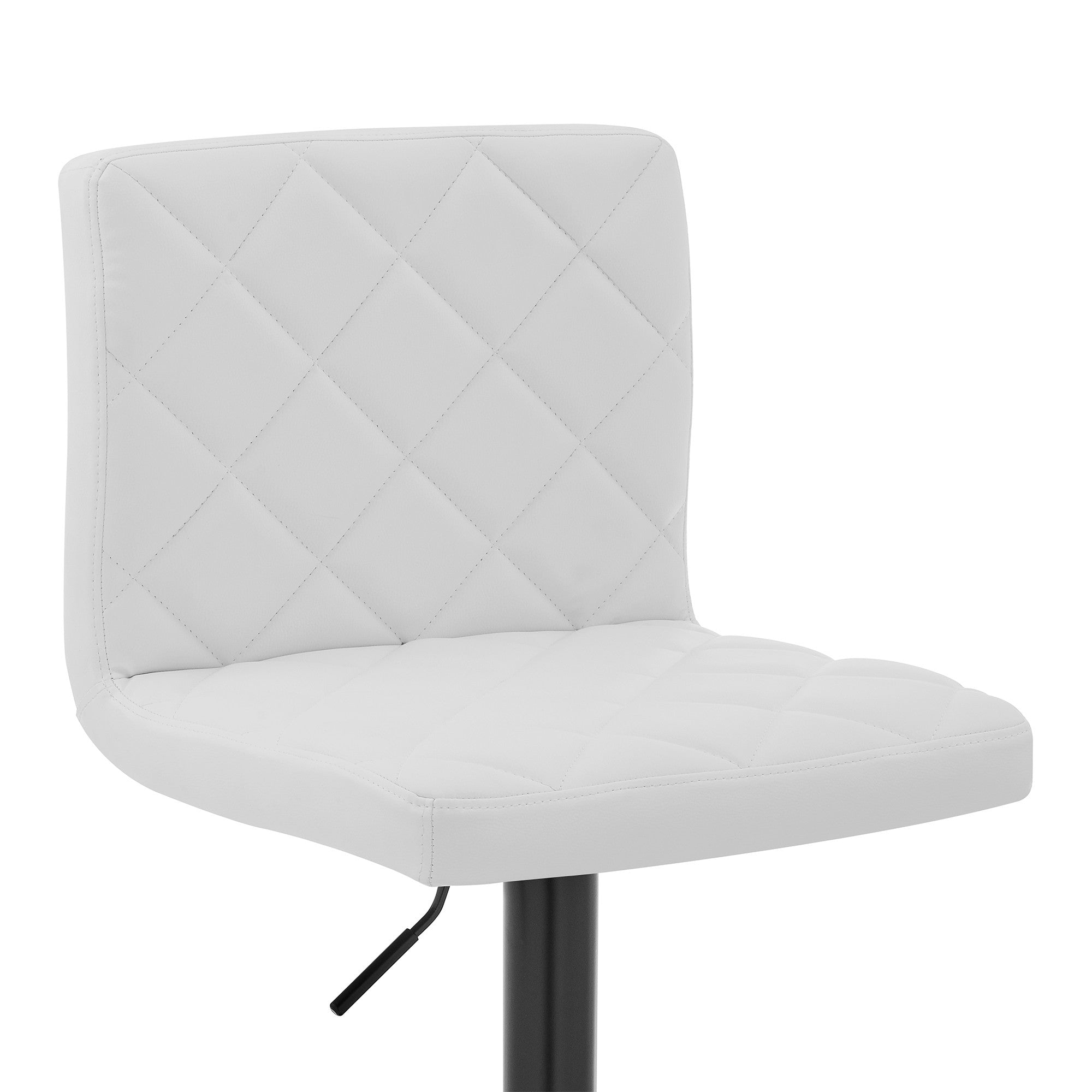 24" White And Black Iron Swivel Low Back Adjustable Height Bar Chair