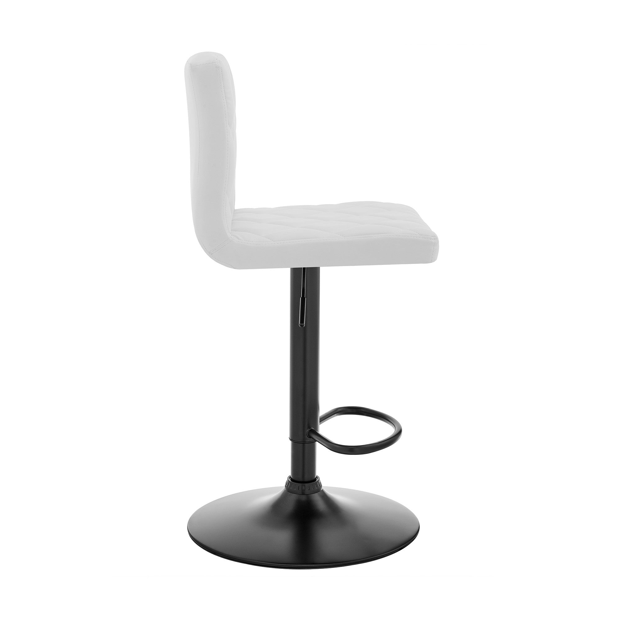 24" White And Black Iron Swivel Low Back Adjustable Height Bar Chair