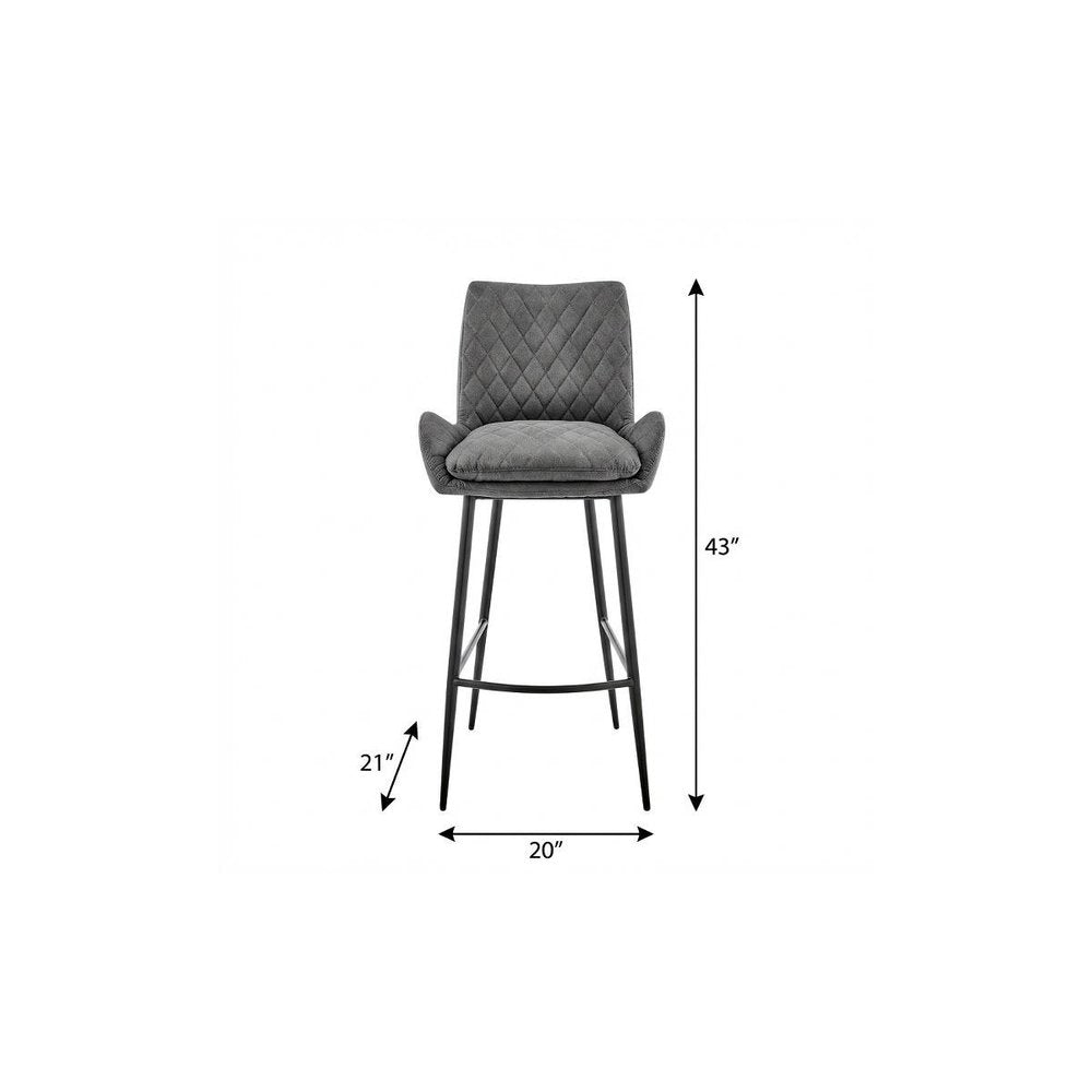 31" Charcoal And Black Iron Bar Height Bar Chair