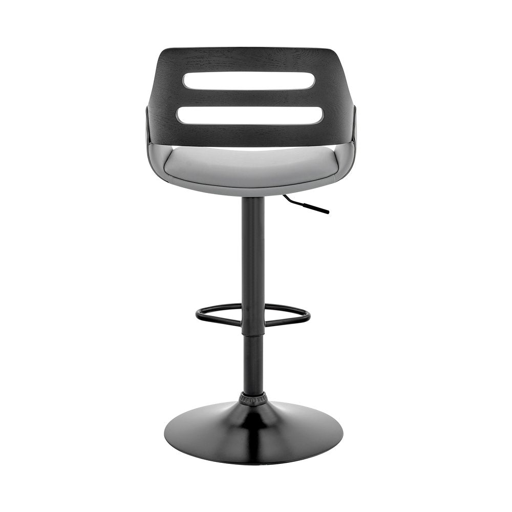 Gray And Black Fabric And Iron Low Back Adjustable Height Swivel Bar Chair