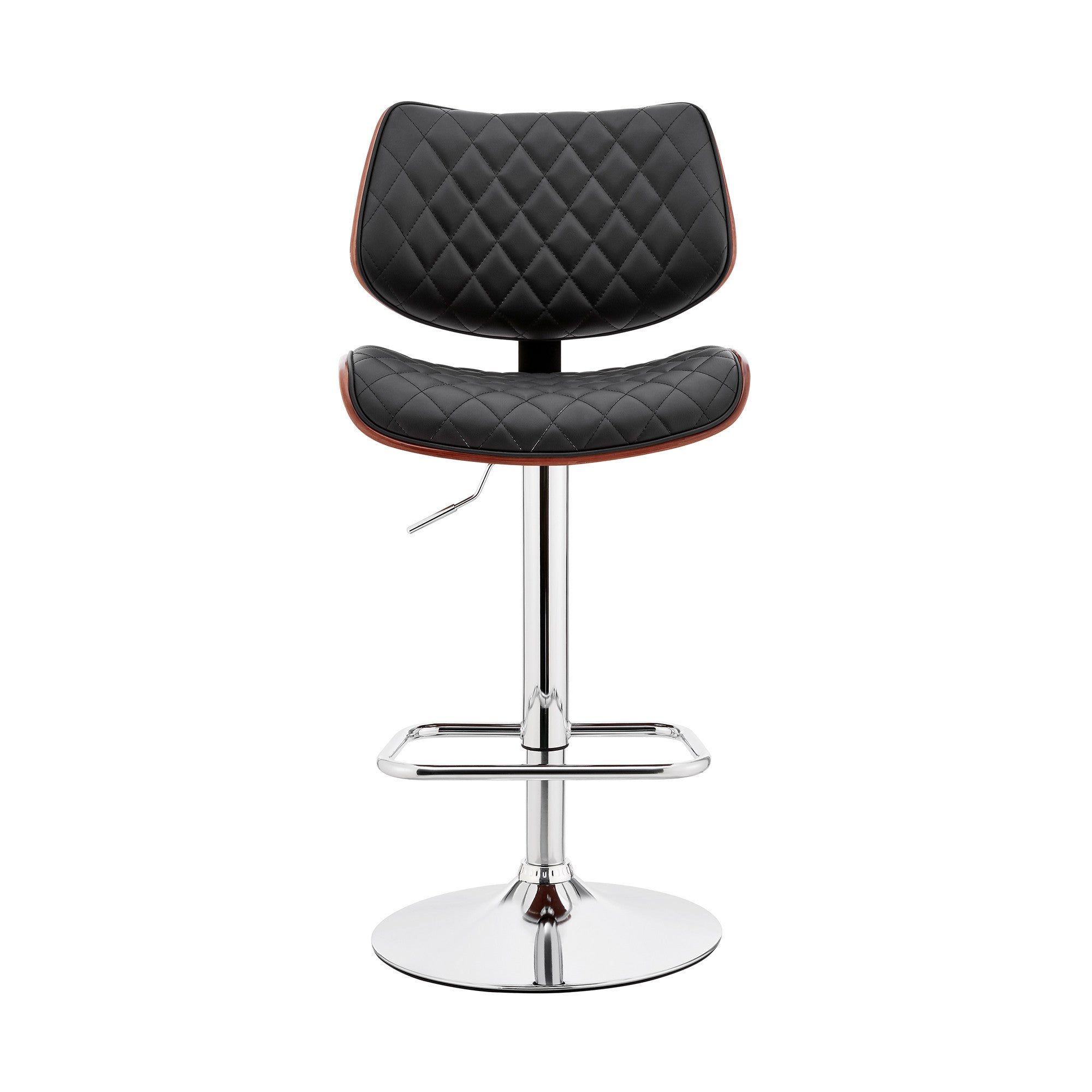 Black And Silver Fabric And Iron Low Back Adjustable Height Swivel Bar Chair