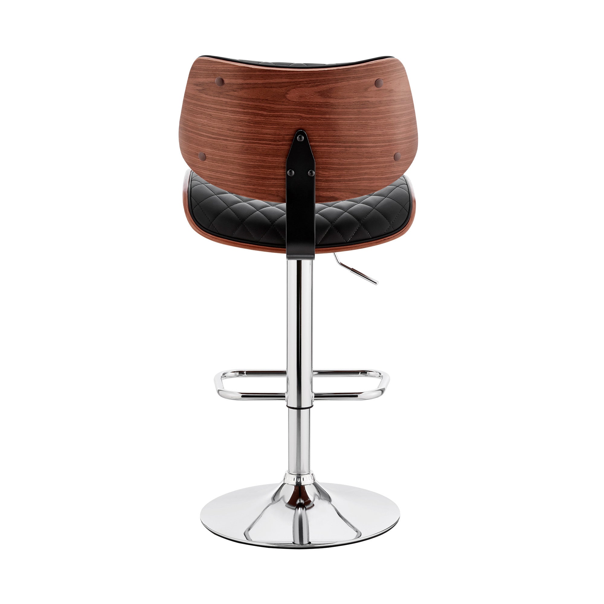 Black And Silver Fabric And Iron Low Back Adjustable Height Swivel Bar Chair