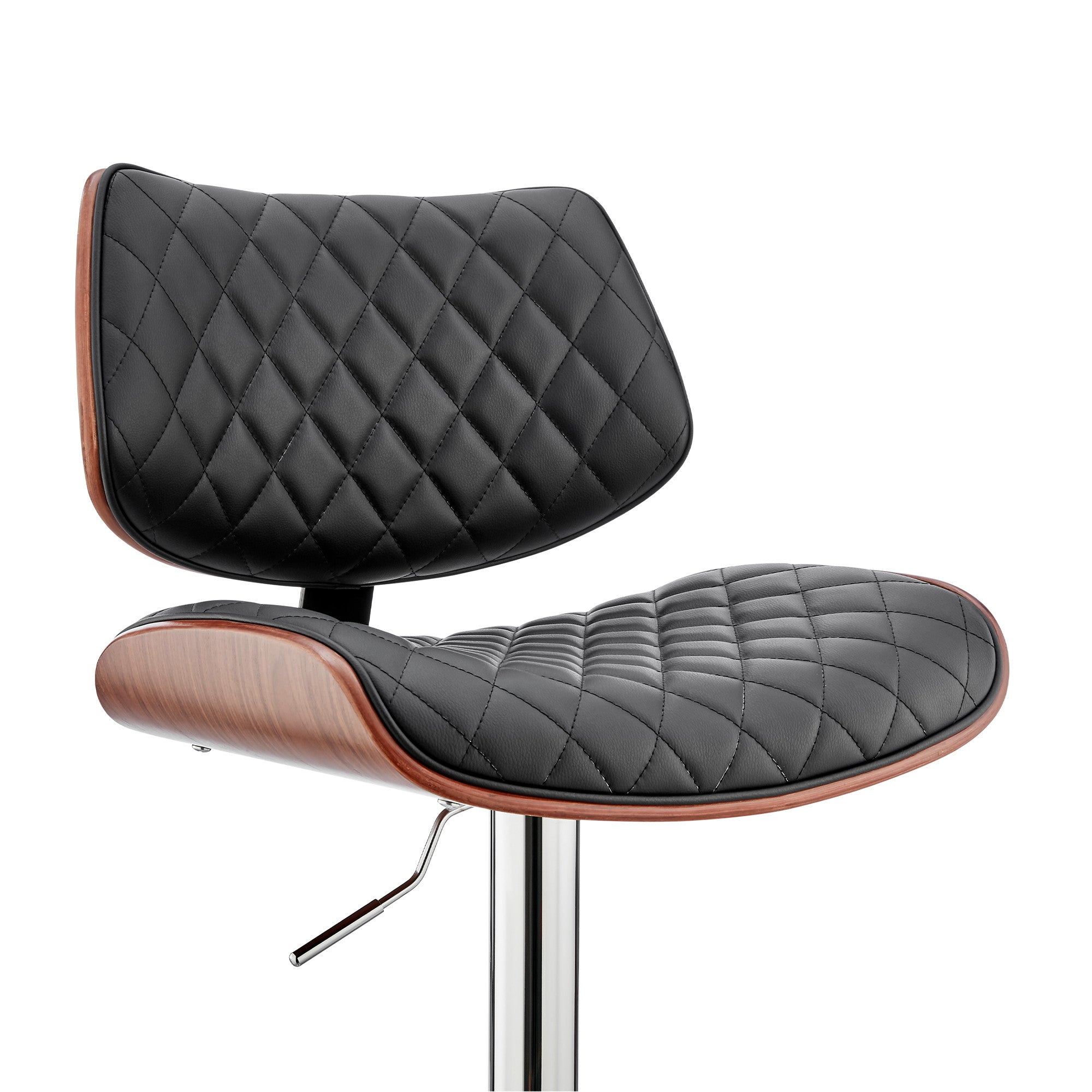 Black And Silver Fabric And Iron Low Back Adjustable Height Swivel Bar Chair