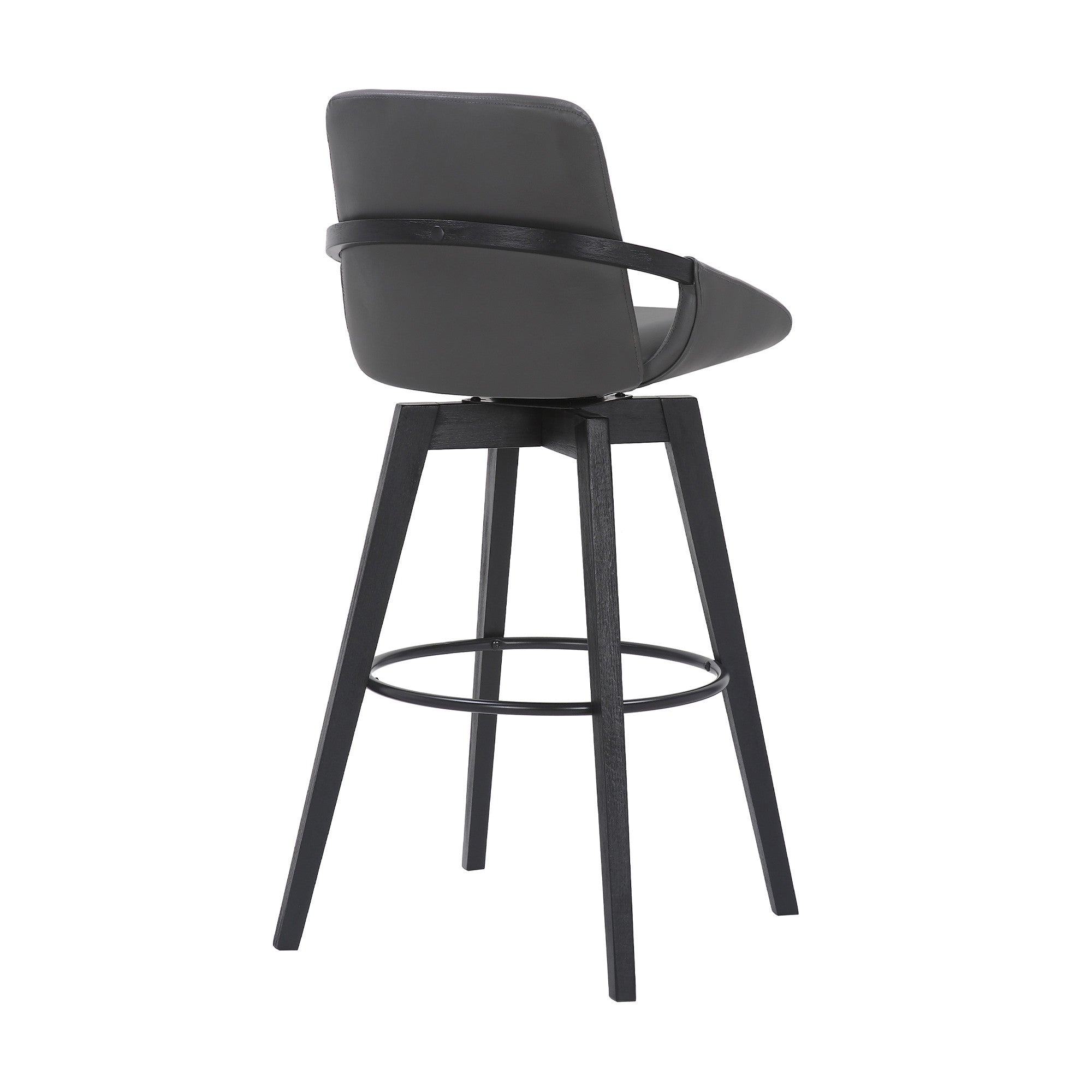 31" Gray And Black Iron Swivel Bar Height Bar Chair